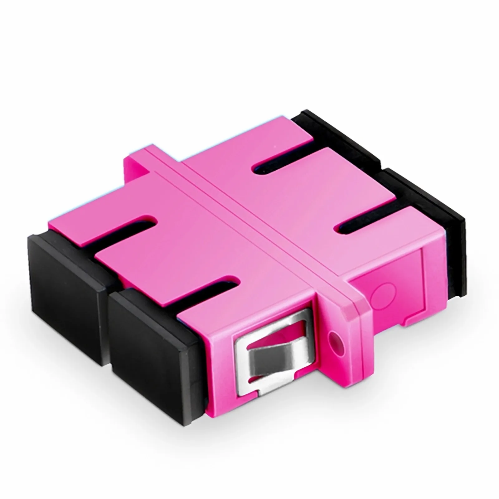 SC/UPC to SC/UPC Duplex OM4 Multimode Plastic Fiber Optic Adapter/Coupler with Flange, Violet