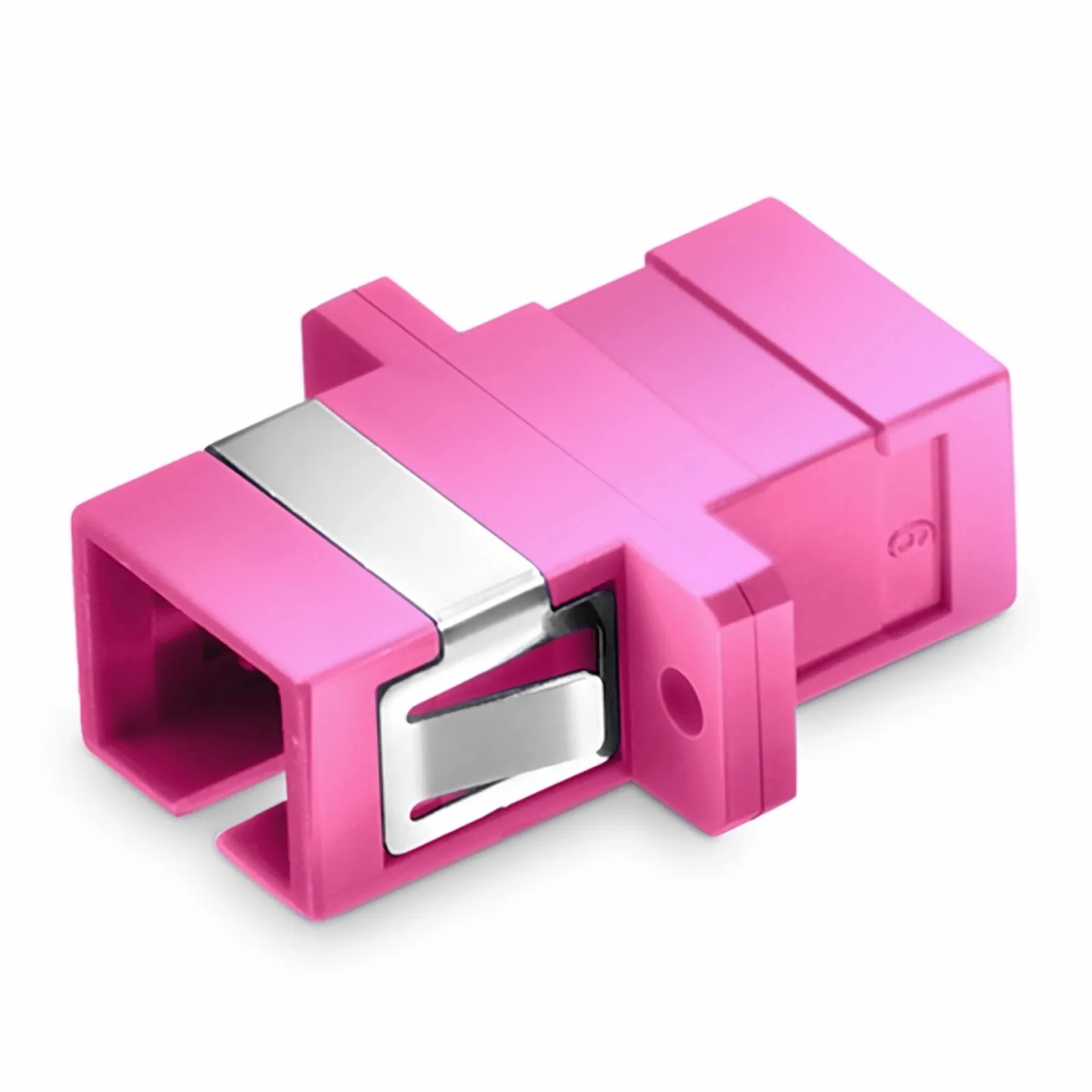 SC/UPC to SC/UPC Simplex OM4 Multimode Plastic Fiber Optic Adapter/Coupler with Flange, Violet