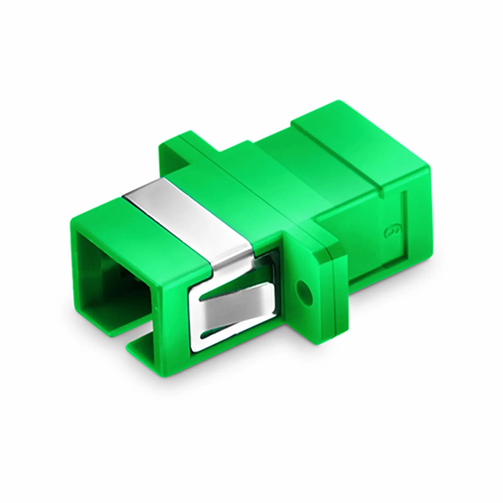 Adaptateur/Coupleur de Fibre Optique SC/APC vers SC/APC Simplex OS2 Monomode avec Bride (10pcs/paquet) Cette image concerne AD-SCA-SCA-SM-SX-FS.