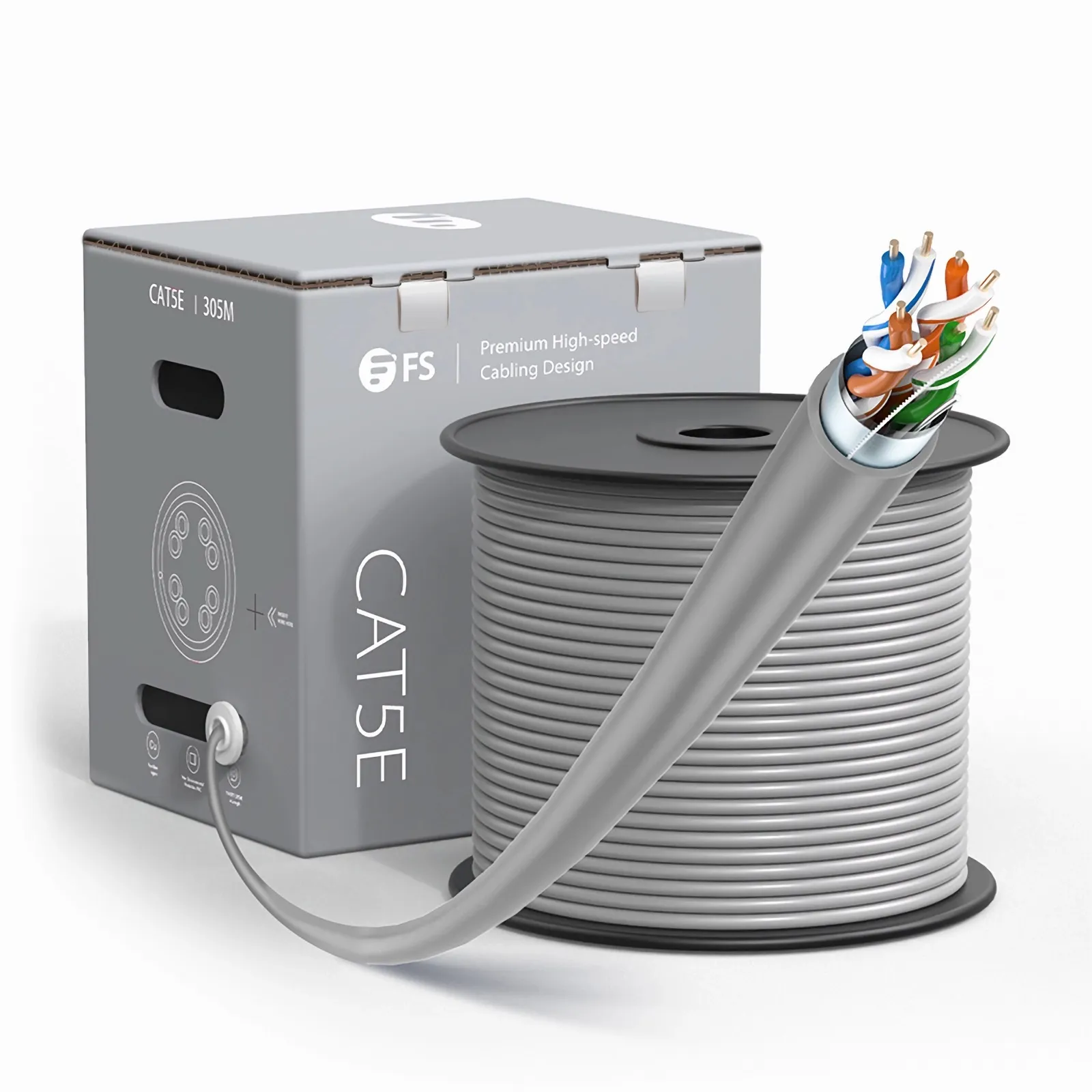 1000ft(305m) Cat5e シールド付き(F/UTP) LANバルクケーブル(UL Listed