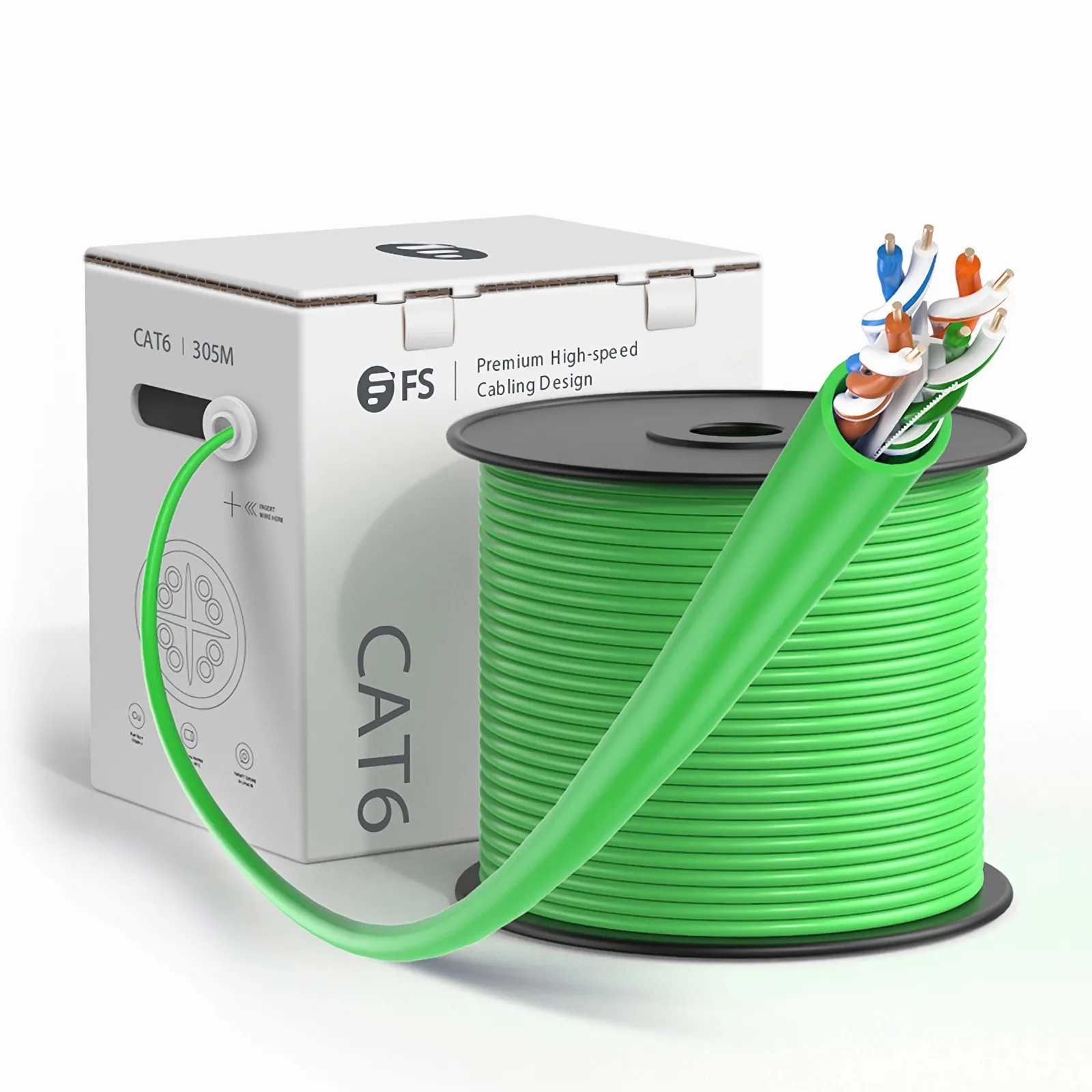 1000ft(305m) Cat6 シールドなし(UTP) LANバルクケーブル(UL Listed
