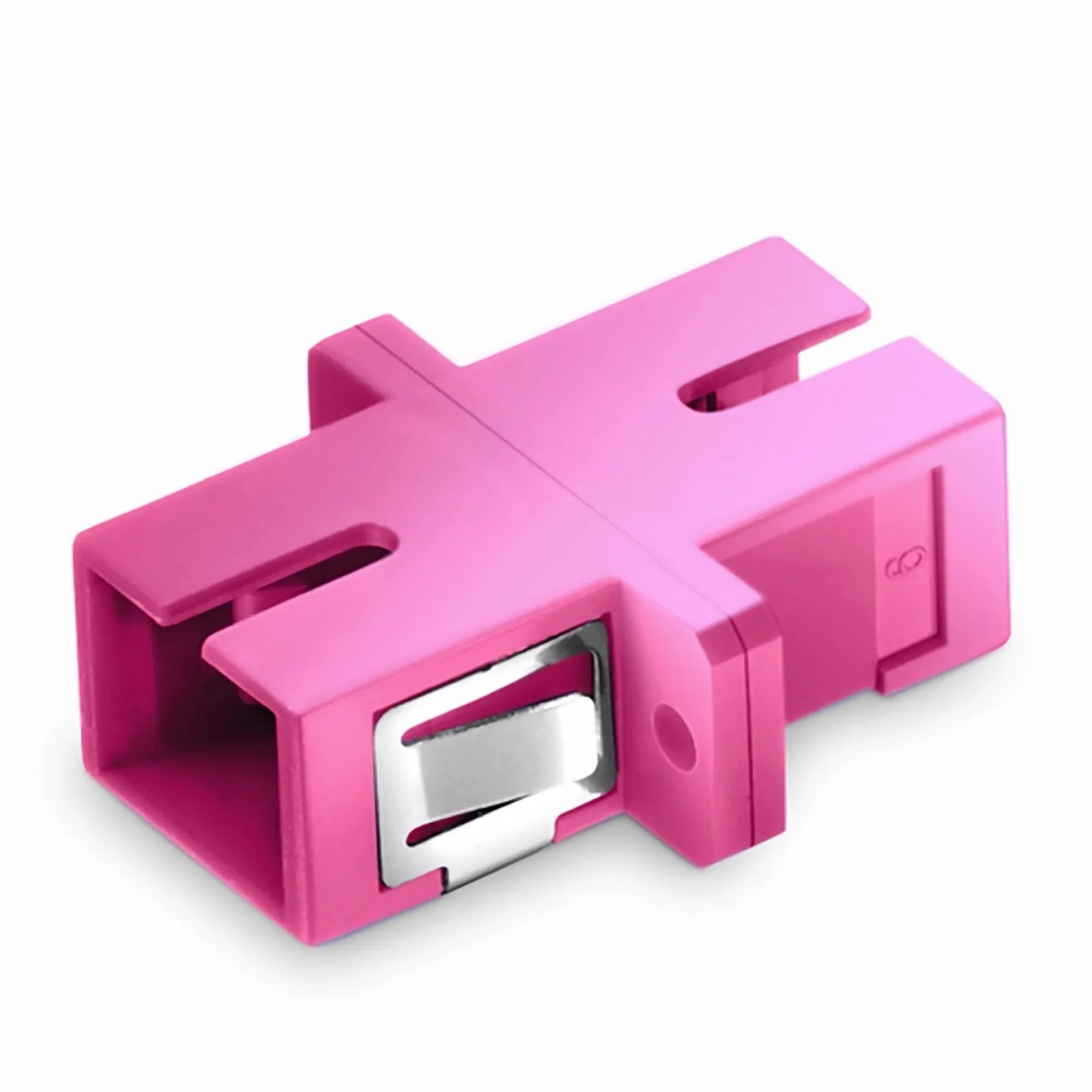 SC/UPC to SC/UPC Simplex OM4 Multimode Plastic Fiber Optic Adapter/Coupler with Flange, Violet
