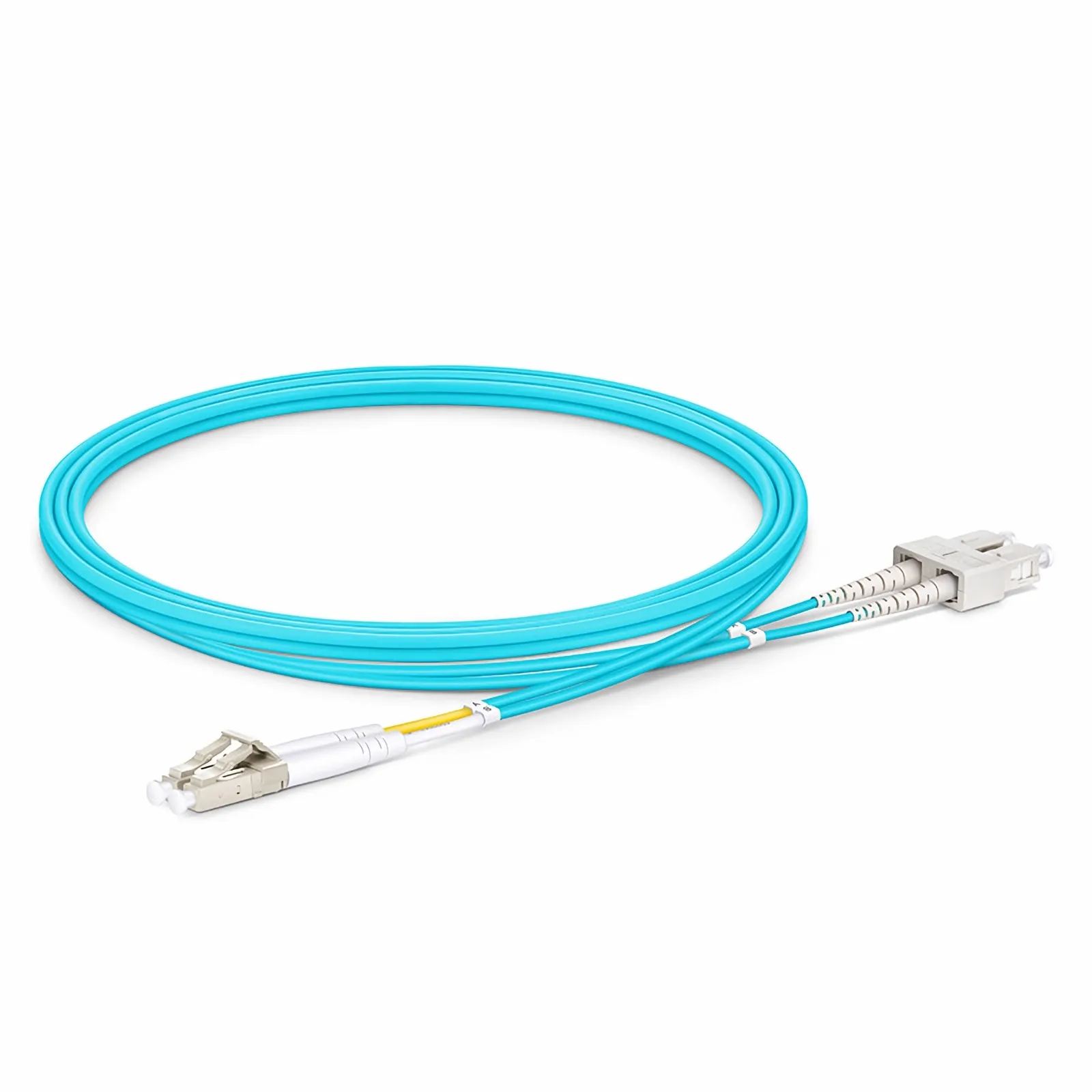 Customized Length Fiber Patch Cable, 2 Fibers, LC UPC Duplex to SC