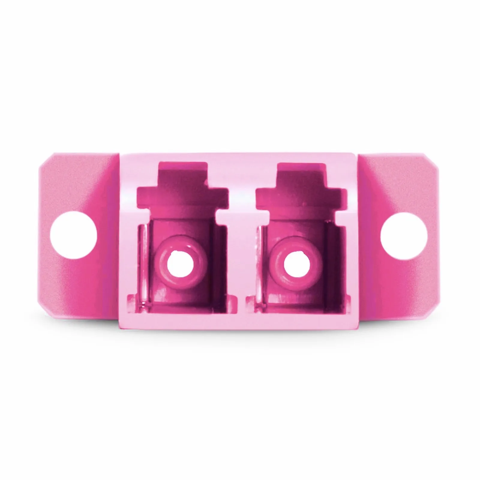 LC/UPC to LC/UPC Duplex OM4 Multimode SC Footprint Plastic Fiber Optic Adapter/Coupler with Flange, Violet