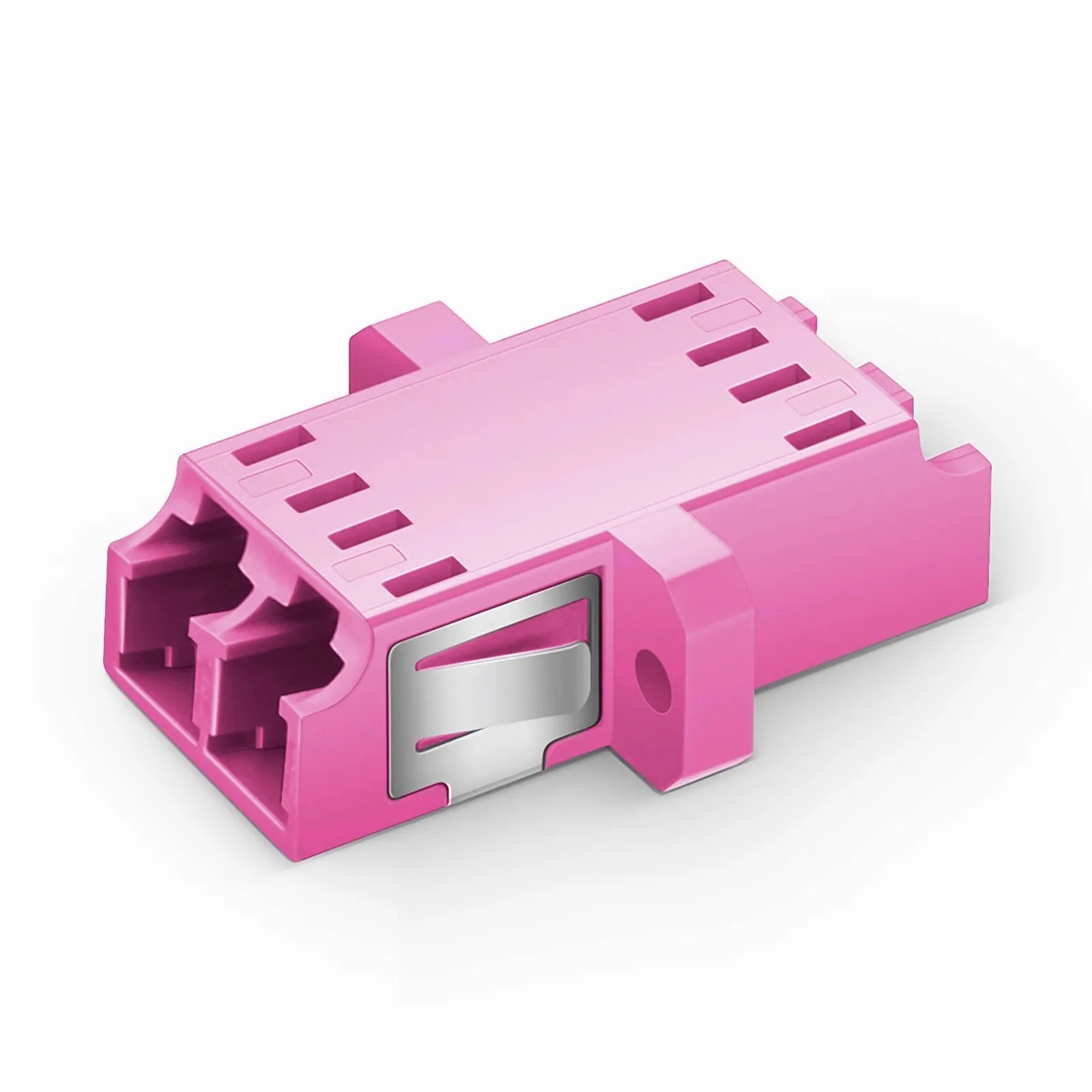 LC/UPC to LC/UPC Duplex OM4 Multimode SC Footprint Plastic Fiber Optic Adapter/Coupler with Flange, Violet