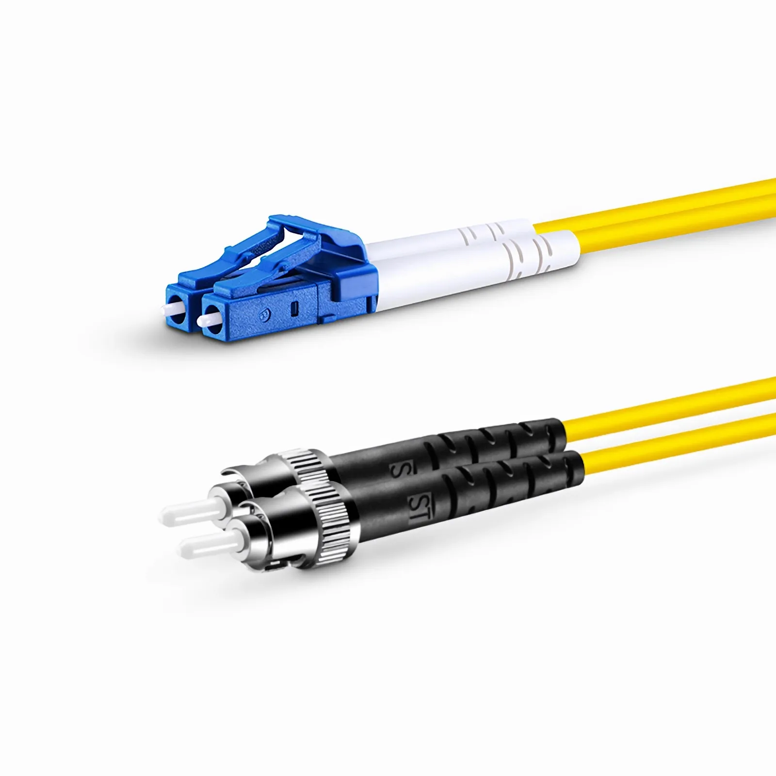 Customized Length Fiber Patch Cable, 2 Fibers, LC UPC Duplex to ST
