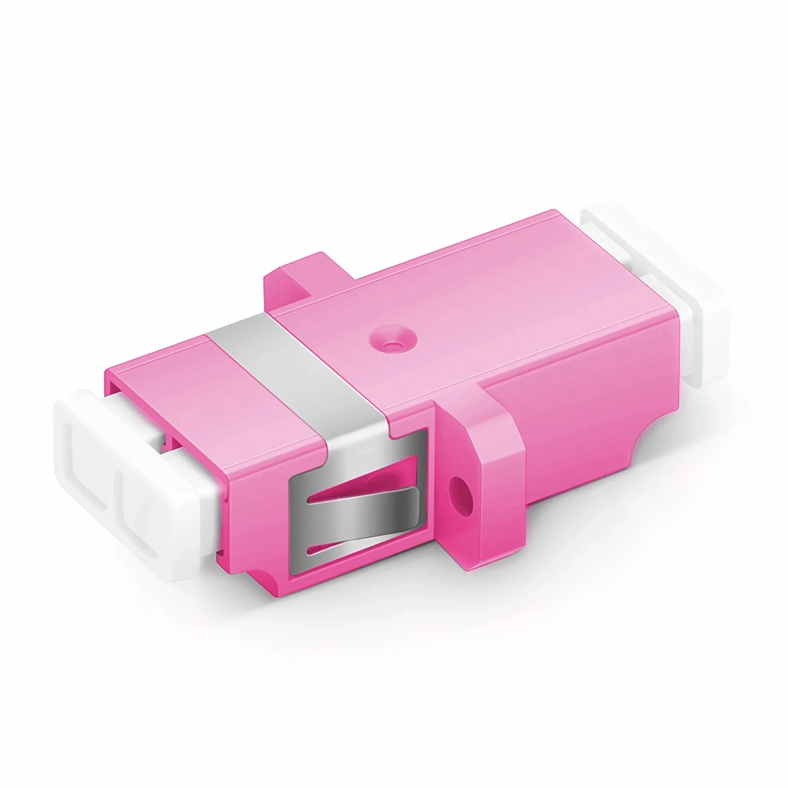 LC/UPC to LC/UPC Duplex OM4 Multimode SC Footprint Plastic Fiber Optic Adapter/Coupler with Flange, Violet