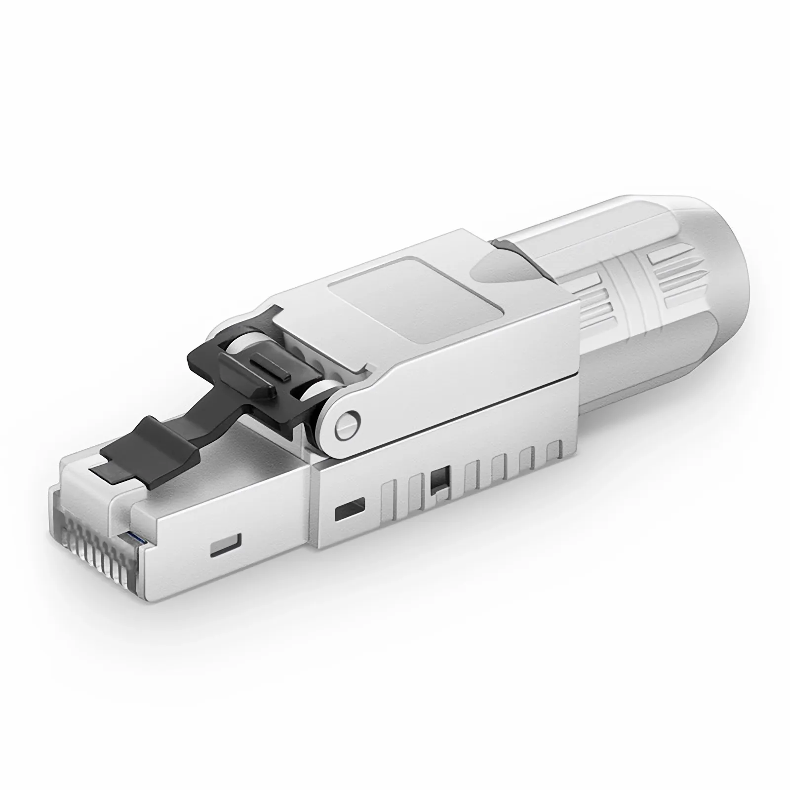 Cat5e/Cat6/Cat6a RJ45 Tool-Free Modular Plugs, Shielded Network Connectors for 23~26AWG Twisted Pair Solid or Stranded Cable (10/Pack)