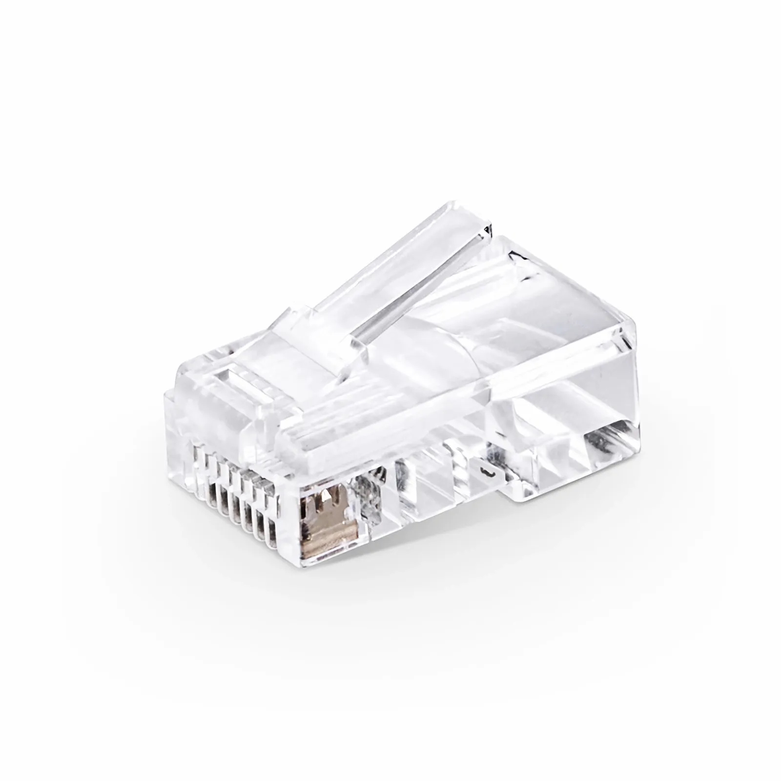 Cat5e RJ45 Pass Through Modular Plugs, Unshielded Network Connectors for 24AWG Twisted Pair Solid or Stranded Cable (50/Pack)