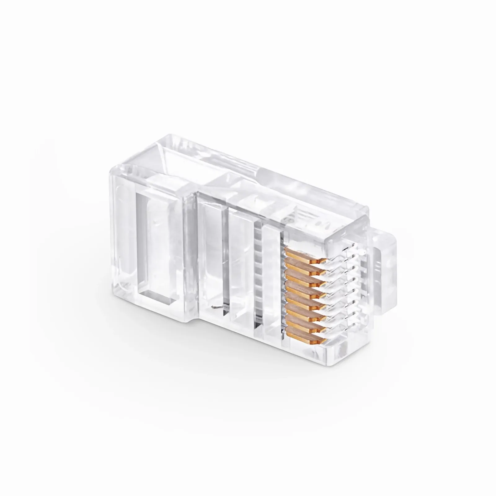 Cat5e RJ45 Pass Through Modular Plugs, Unshielded Network Connectors for 24AWG Twisted Pair Solid or Stranded Cable (50/Pack)