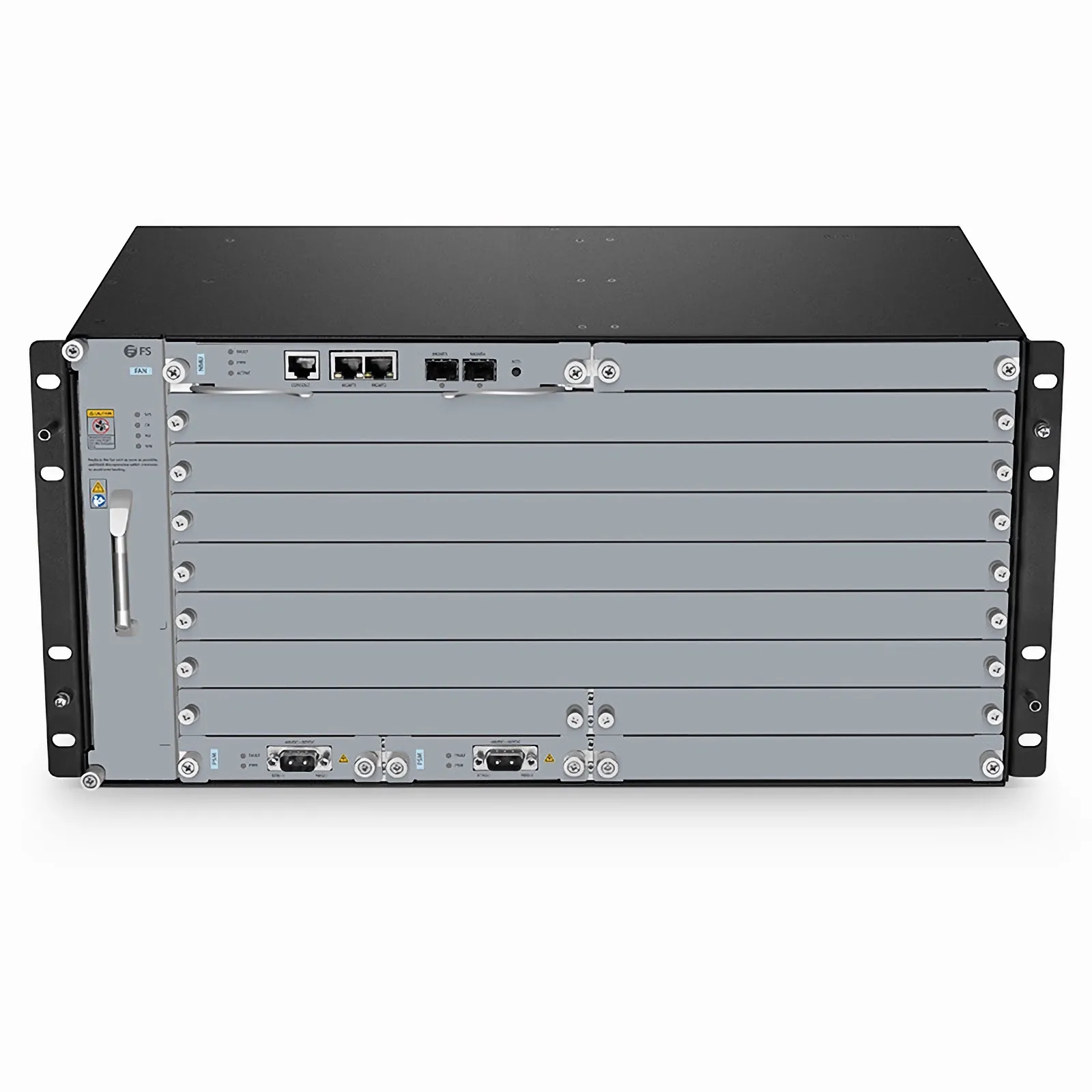 M6500-CH5U, 10 Slots 5U Managed Chassis Unloaded Platform, Redundant DC PSUs, Support WEB/SNMP Management