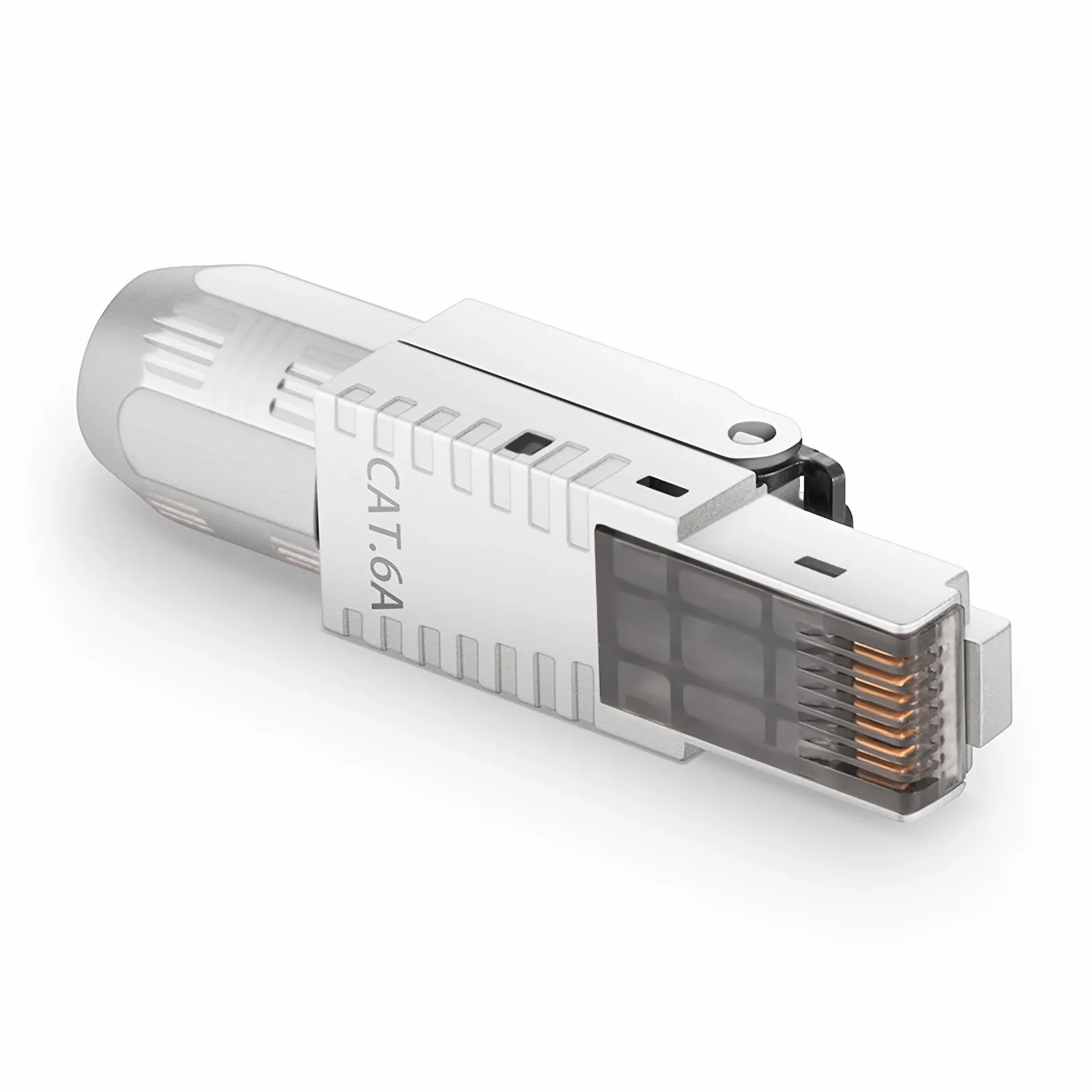 Cat5e/Cat6/Cat6a RJ45 Tool-Free Modular Plugs, Shielded Network Connectors for 23~26AWG Twisted Pair Solid or Stranded Cable (10/Pack)