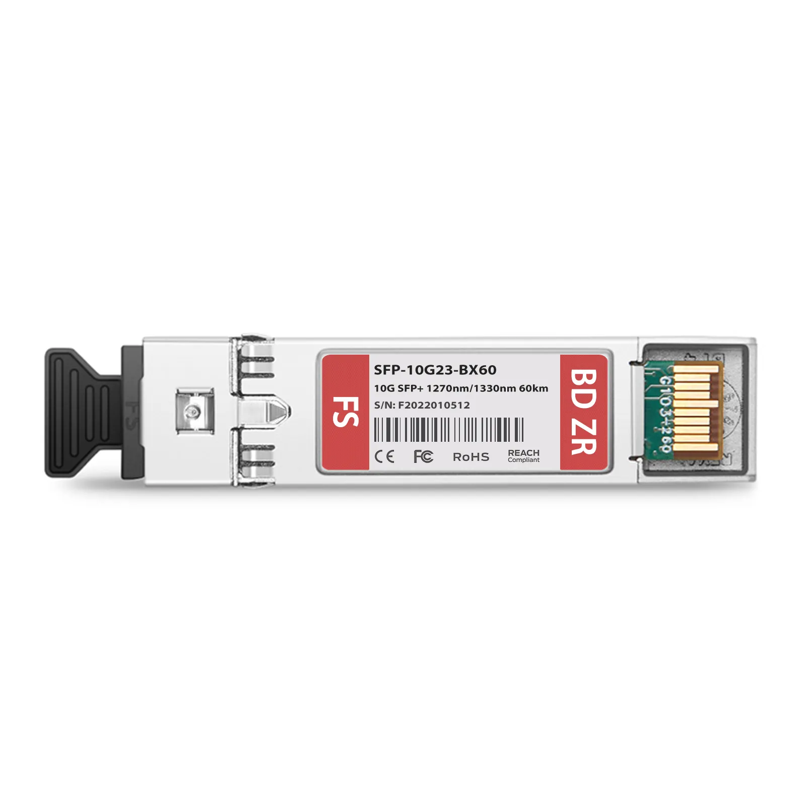 Customized 10GBASE-BX SFP+ 1270nm-TX/1330nm-RX 60km Simplex LC SMF Transceiver Module