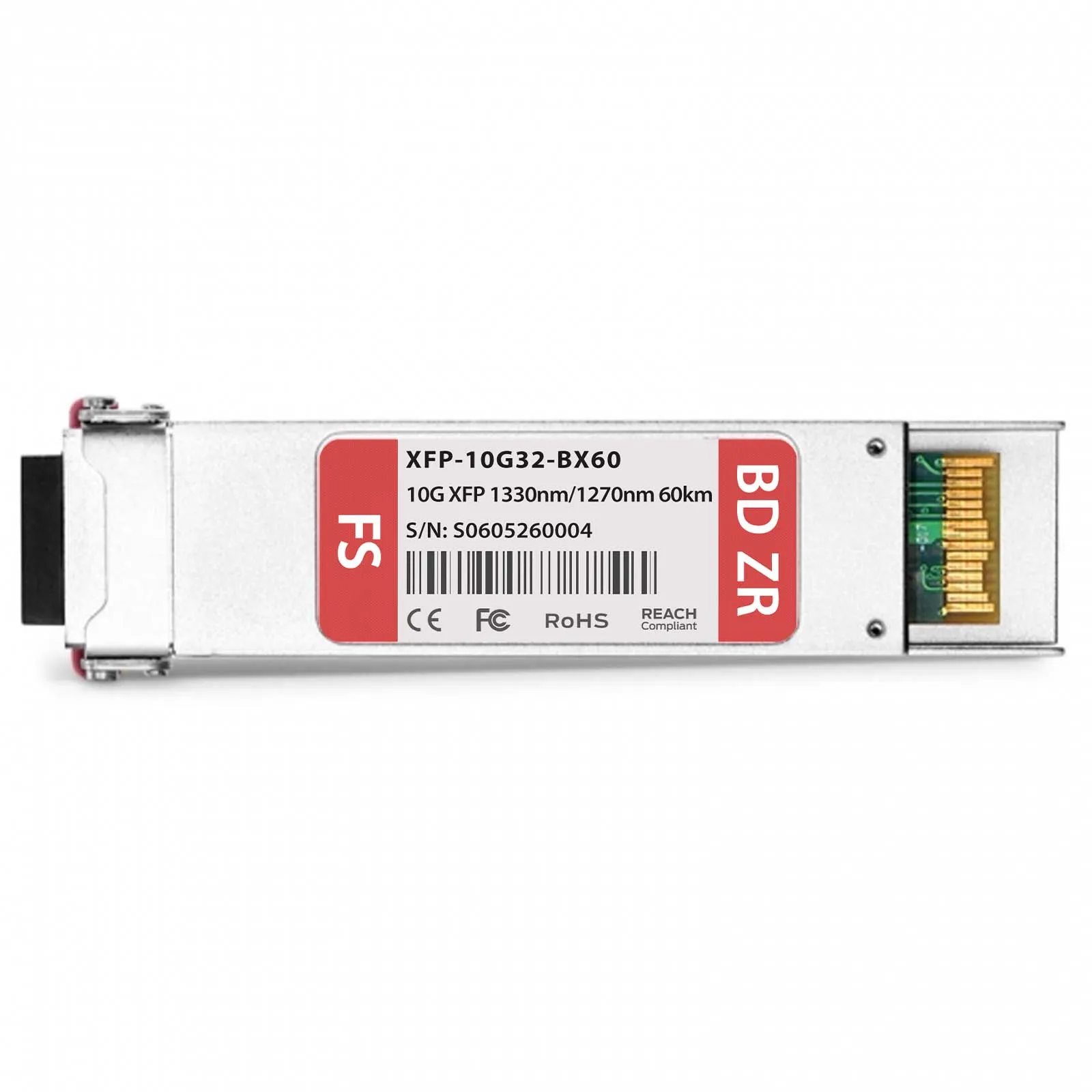 Customized 10GBASE-BX XFP 1330nm-TX/1270nm-RX 60km Simplex LC SMF Transceiver Module