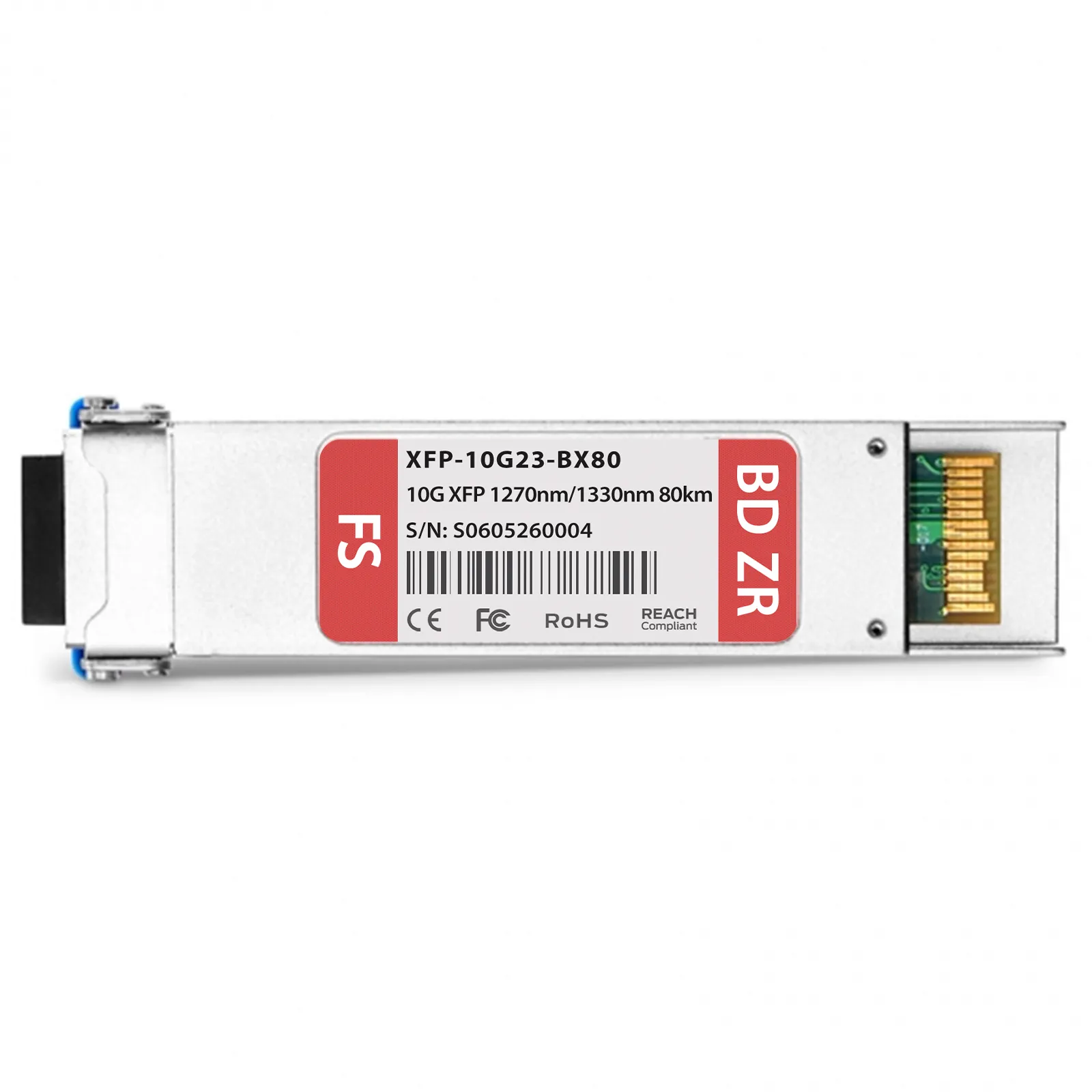 Customized 10GBASE-BX XFP 1270nm-TX/1330nm-RX 80km Simplex LC SMF Transceiver Module