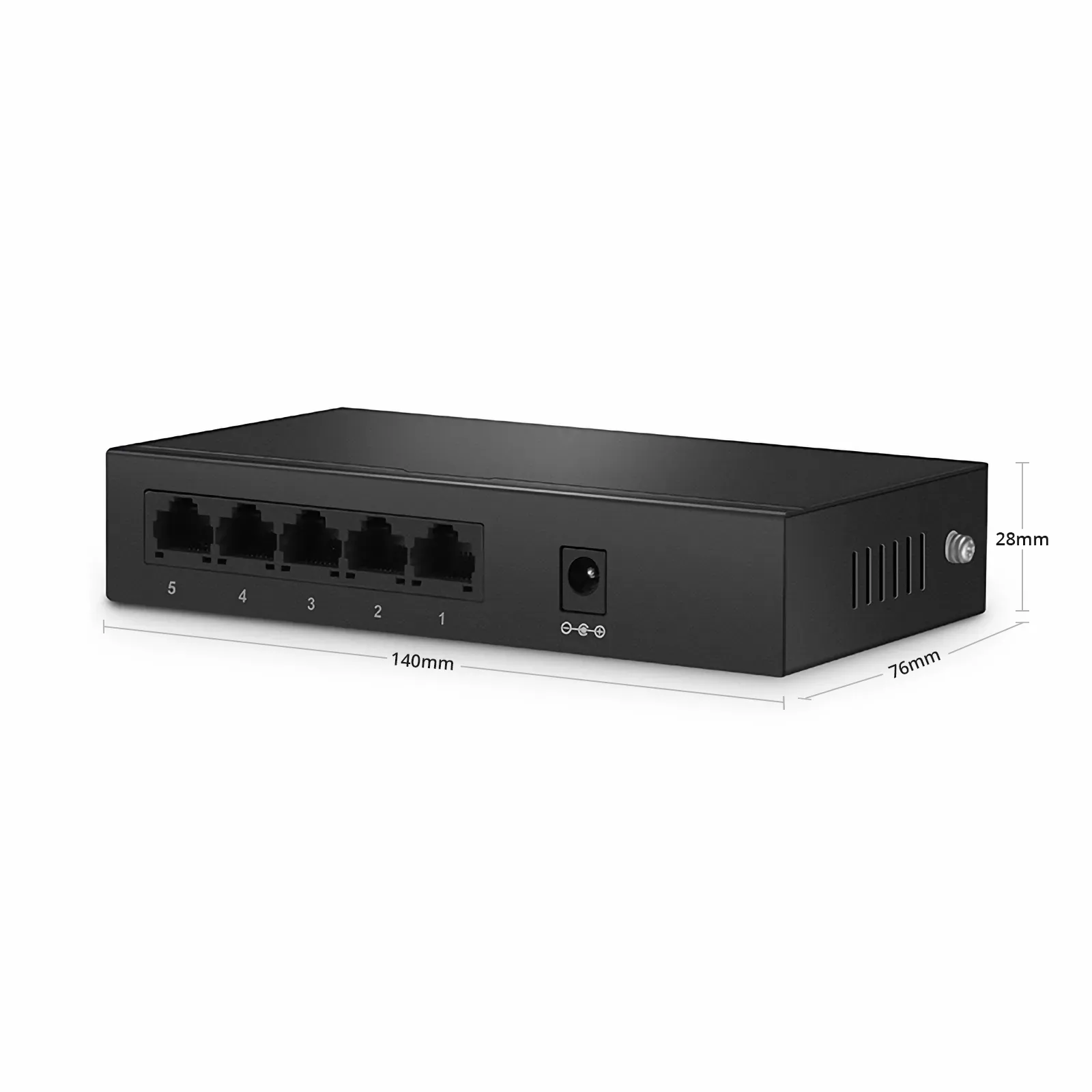 S1900-5T, 5-Port Gigabit Ethernet L2 Unmanaged Switch, 5x 10/100/1000BASE-T RJ45, Metal, Fanless, Desktop/Wall-Mount