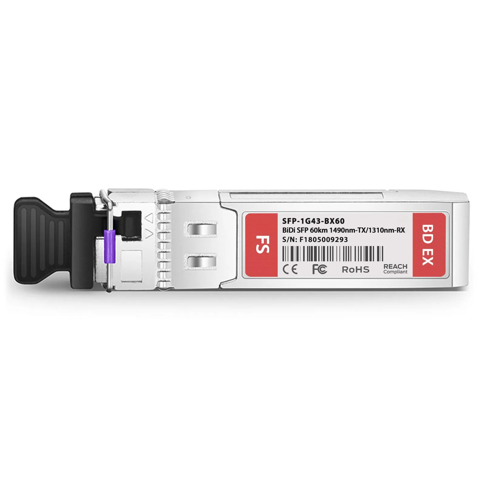 Customized 1000BASE-BX-D SFP BiDi 1490nm-TX/1310nm-RX 60km Simplex LC/SC SMF Transceiver Module