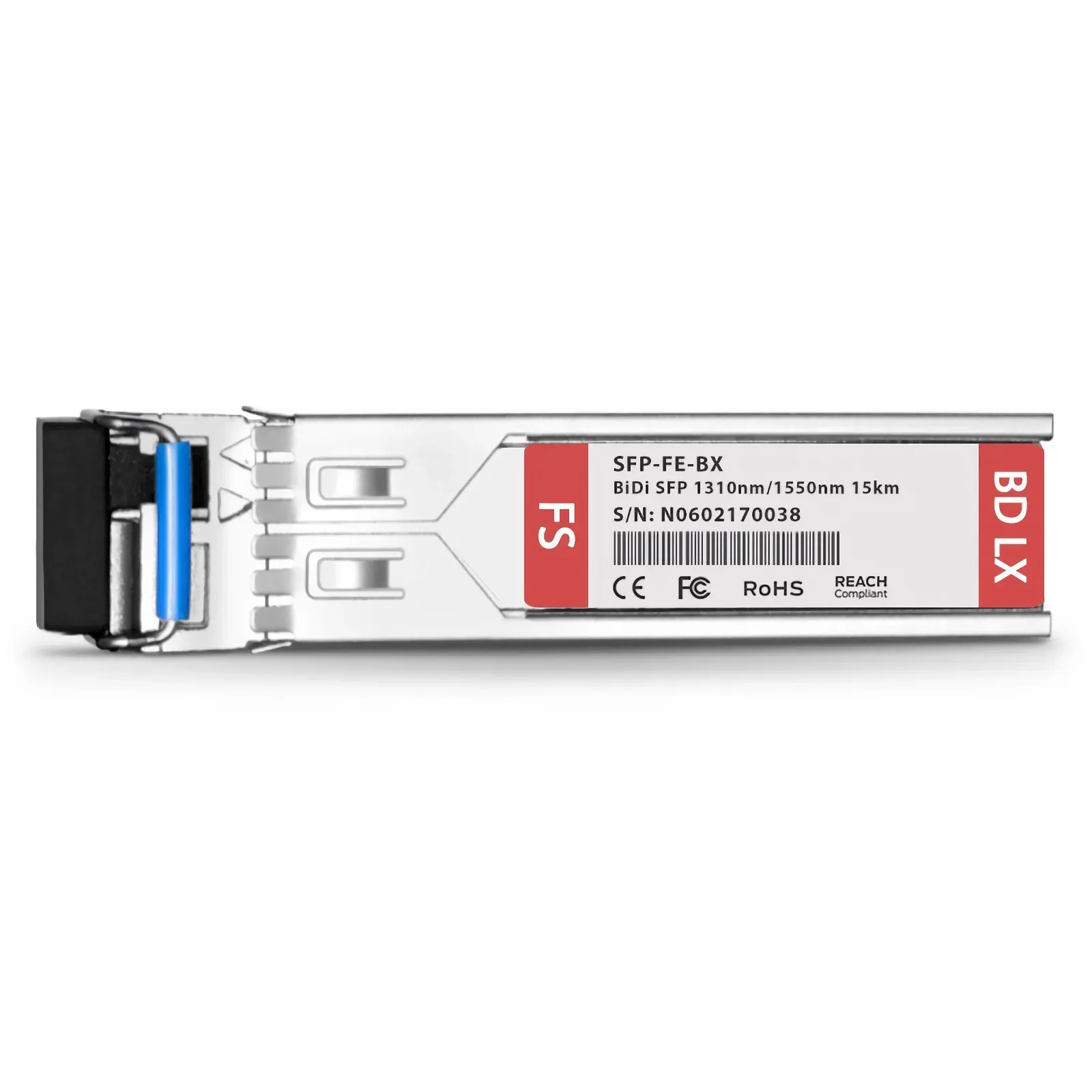 Customized 100BASE-BX-U SFP BiDi 1310nm-TX/1550nm-RX 15km Simplex LC SMF Transceiver Module