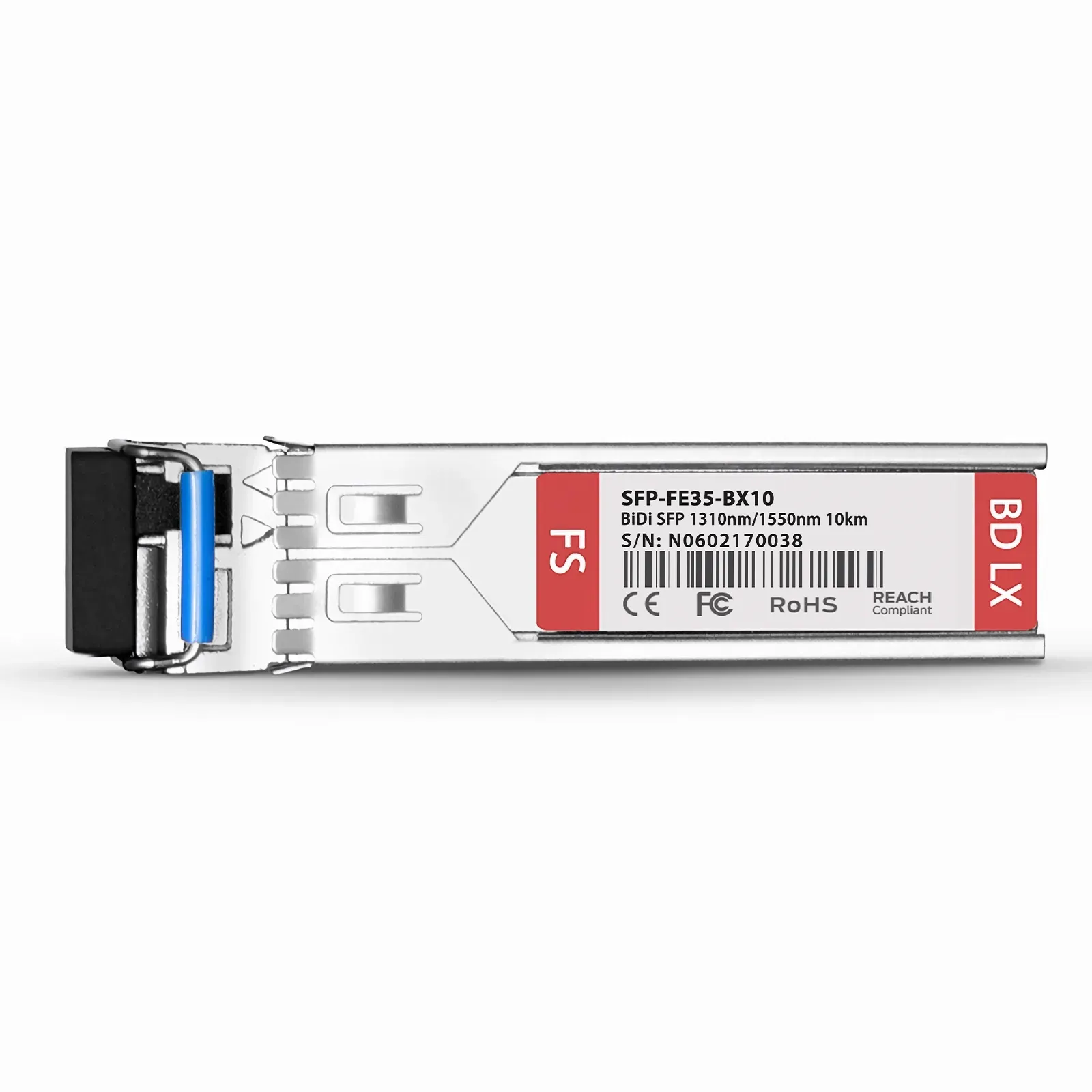 Cisco ONS-SE-100-BX10U Compatible 100BASE-BX-D SFP BiDi 1310nm-TX/1550nm-RX 10km Simplex LC SMF Transceiver Module