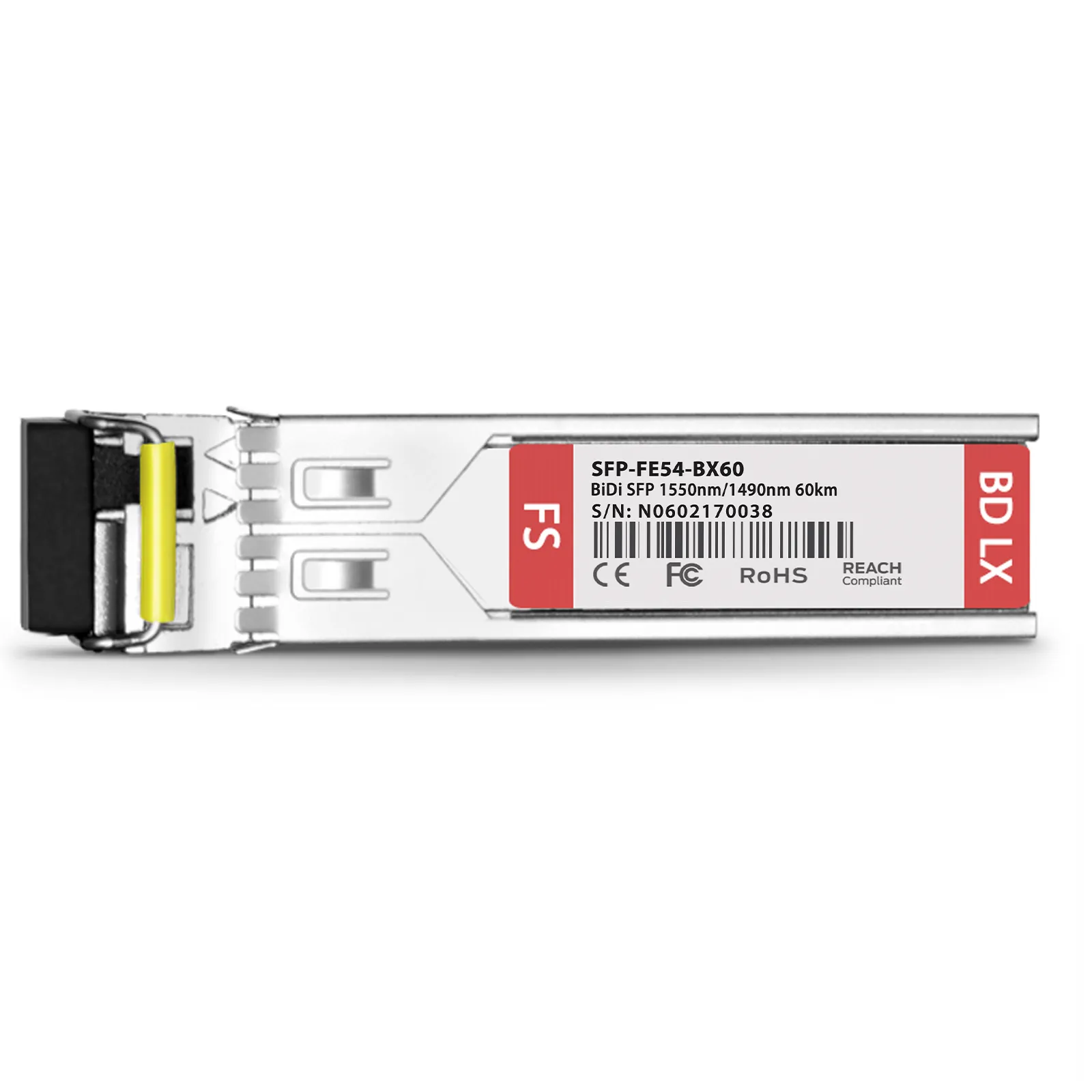 Customized 100BASE-BX-D SFP BiDi 1550nm-TX/1490nm-RX 60km Simplex LC/SC SMF Transceiver Module