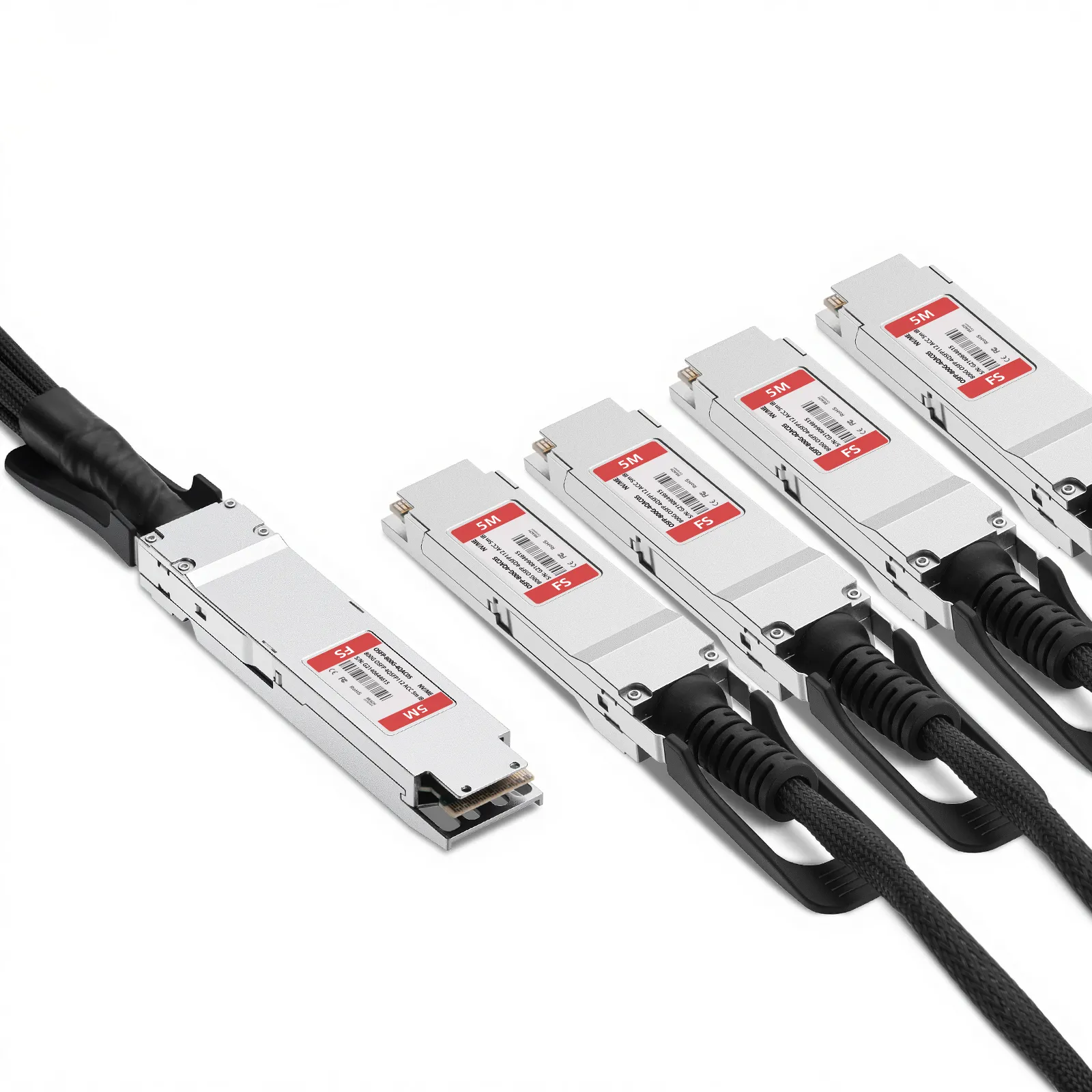 5m (16ft) NVIDIA/Mellanox MCA7J75-N005 Compatible 800G Twin-port OSFP 8 x 100G PAM4 IHS/Finned Top to 4 x 200G QSFP112 2 x 100G PAM4 InfiniBand NDR Active Copper Breakout Cable