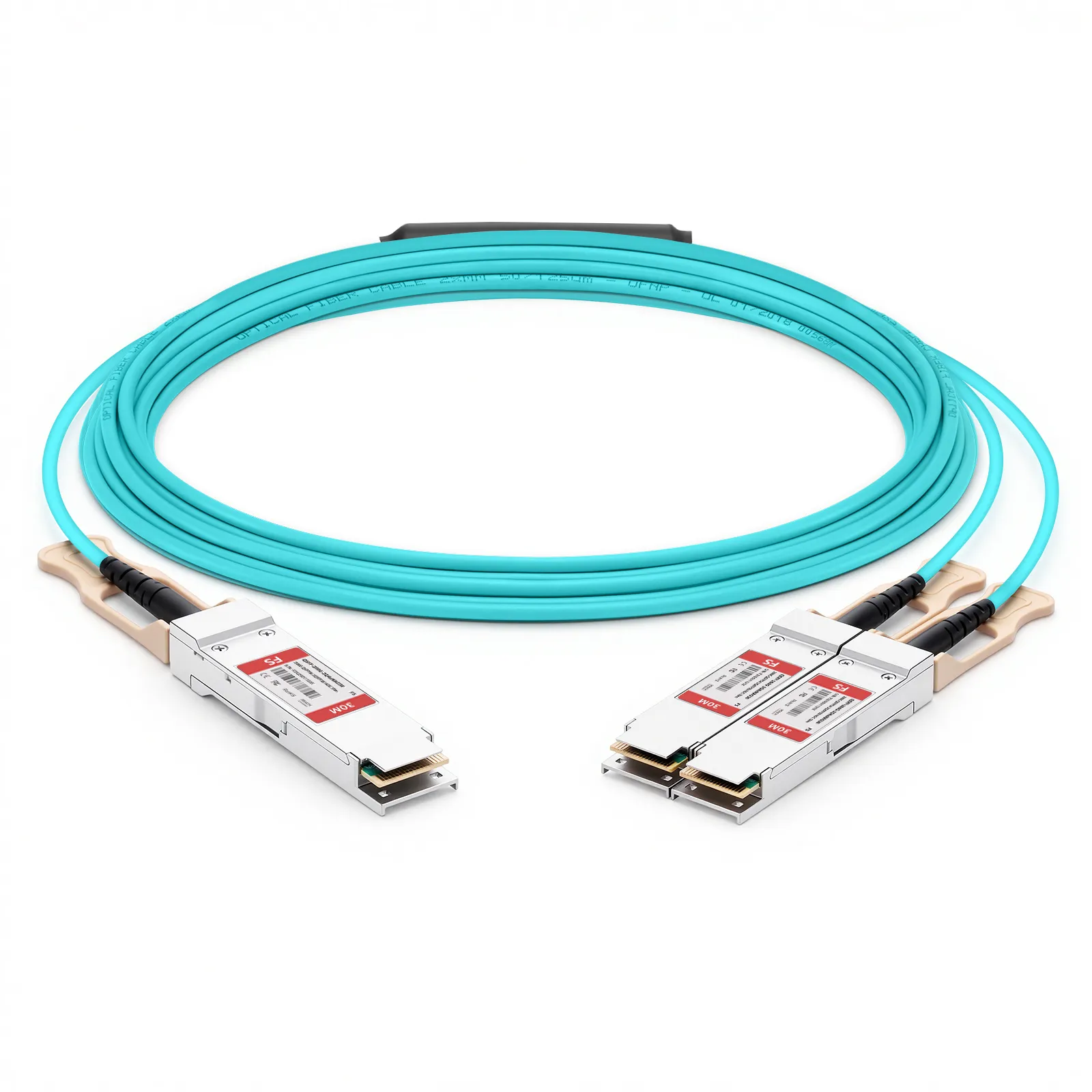 30m (98ft) 200G QSFP56 4 x 50G PAM4 to 2 x 100G QSFP28 4 x 25G NRZ Active Optical Breakout Cable for FS Switches
