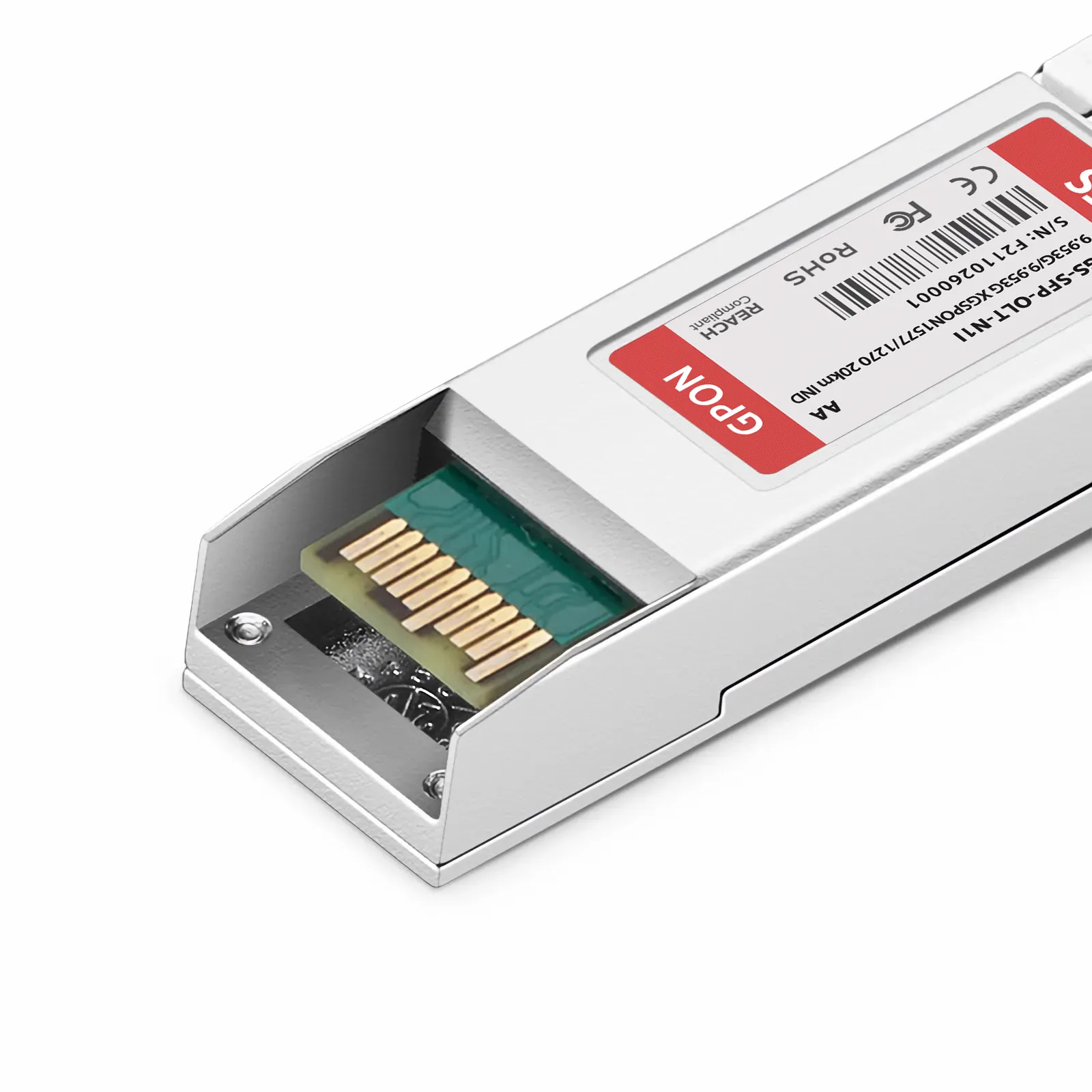 Adtran 1442544F1 Compatible XGSPON OLT SFP+ 1577nm-TX/1270nm-RX 9.953G-TX/9.953G-RX Class N1 20km Simplex SC/UPC SMF Transceiver Module (Industrial)