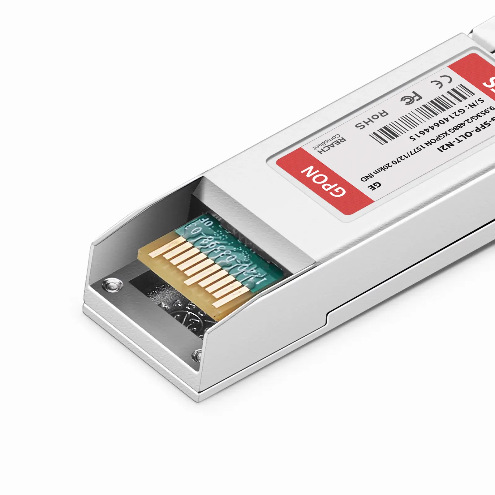 Generic Compatible XGPON OLT SFP+ 1577nm-TX/1270nm-RX 9.953G-TX/2.488G-RX Class N2 20km Simplex SC/UPC SMF Transceiver Module (Industrial)