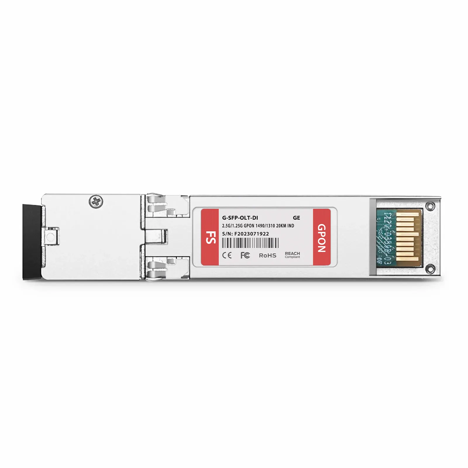 Generic Compatible GPON OLT SFP 1490nm-TX/1310nm-RX 2.488G-TX/1.244G-RX Class D 20km Simplex SC/UPC SMF Transceiver Module (Industrial)