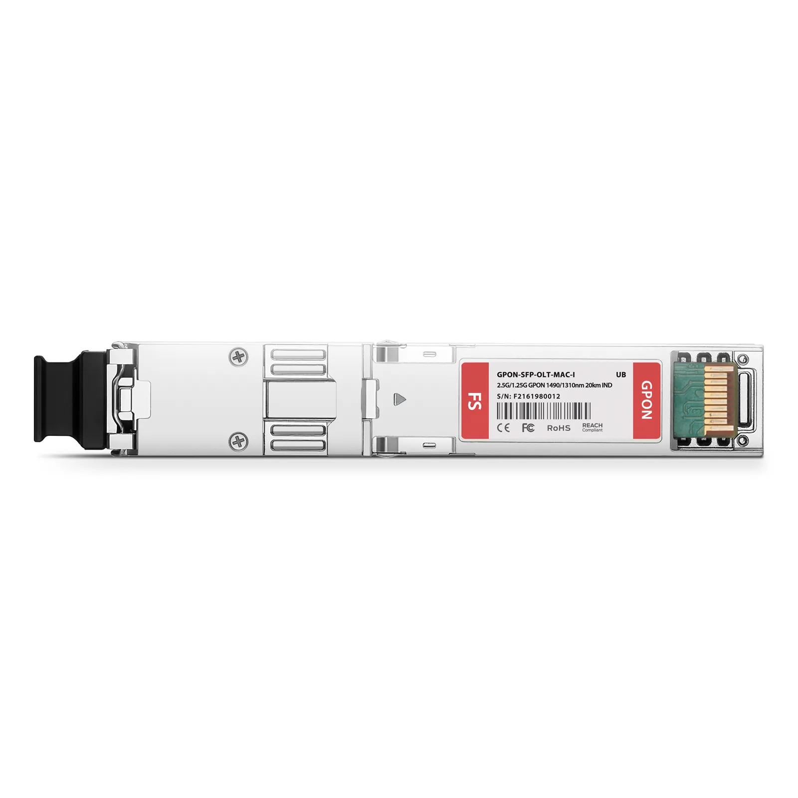 Ubiquiti Compatible GPON OLT SFP 1490nm-Tx/1310nm-Rx 2.488G-Tx/1.244G-Rx Class C+ 20km Simple SC/UPC SMF Transceiver Module (Industrial)