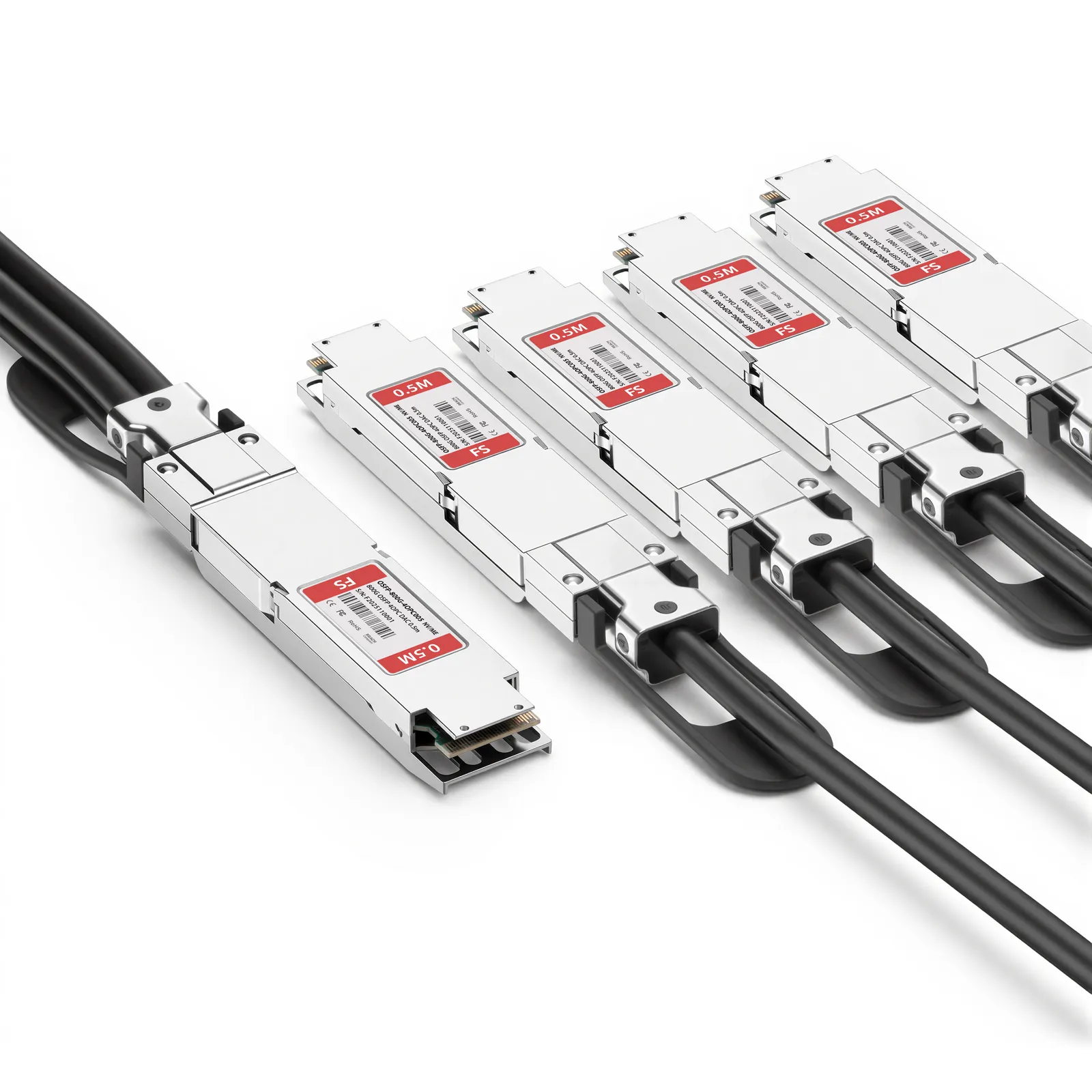 0.5m (2ft) NVIDIA/Mellanox Compatible 800G OSFP 8 x 100G PAM4 IHS/Finned Top to 4 x 200G OSFP 2 x 100G PAM4 IHS/Finned Top Ethernet Passive Copper Breakout Cable