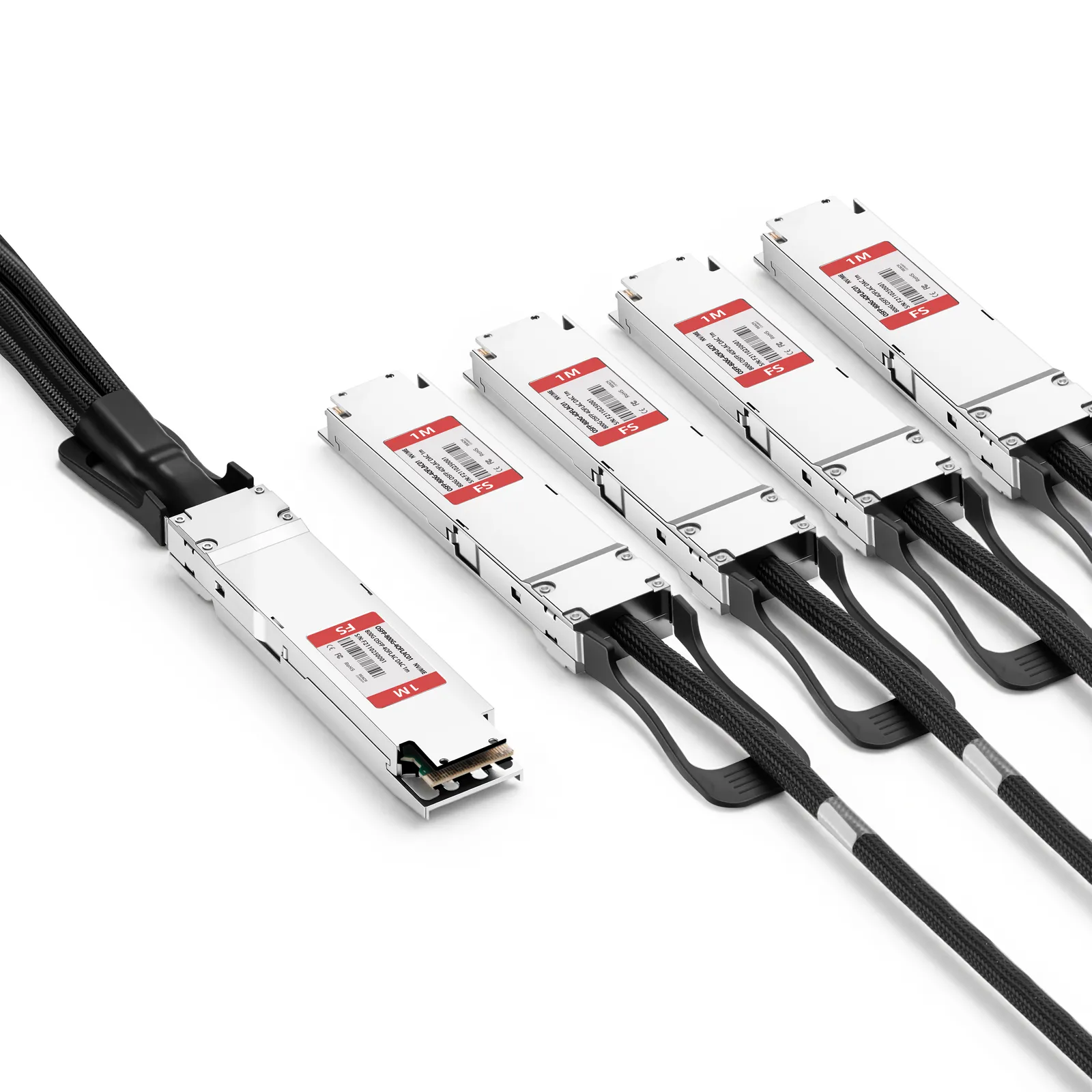 Customized 800G Twin-port OSFP IHS/Finned Top to 4 x 200G OSFP RHS/Flat Top Active Copper Breakout Cable