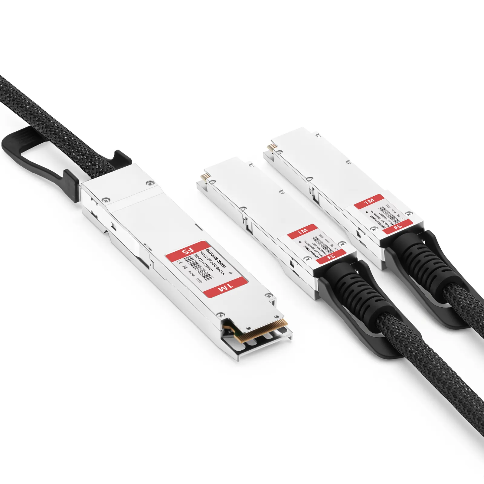 Customized 800G Twin-port OSFP IHS/Finned Top to 2x 400G QSFP112 Active Electrical Breakout Cable