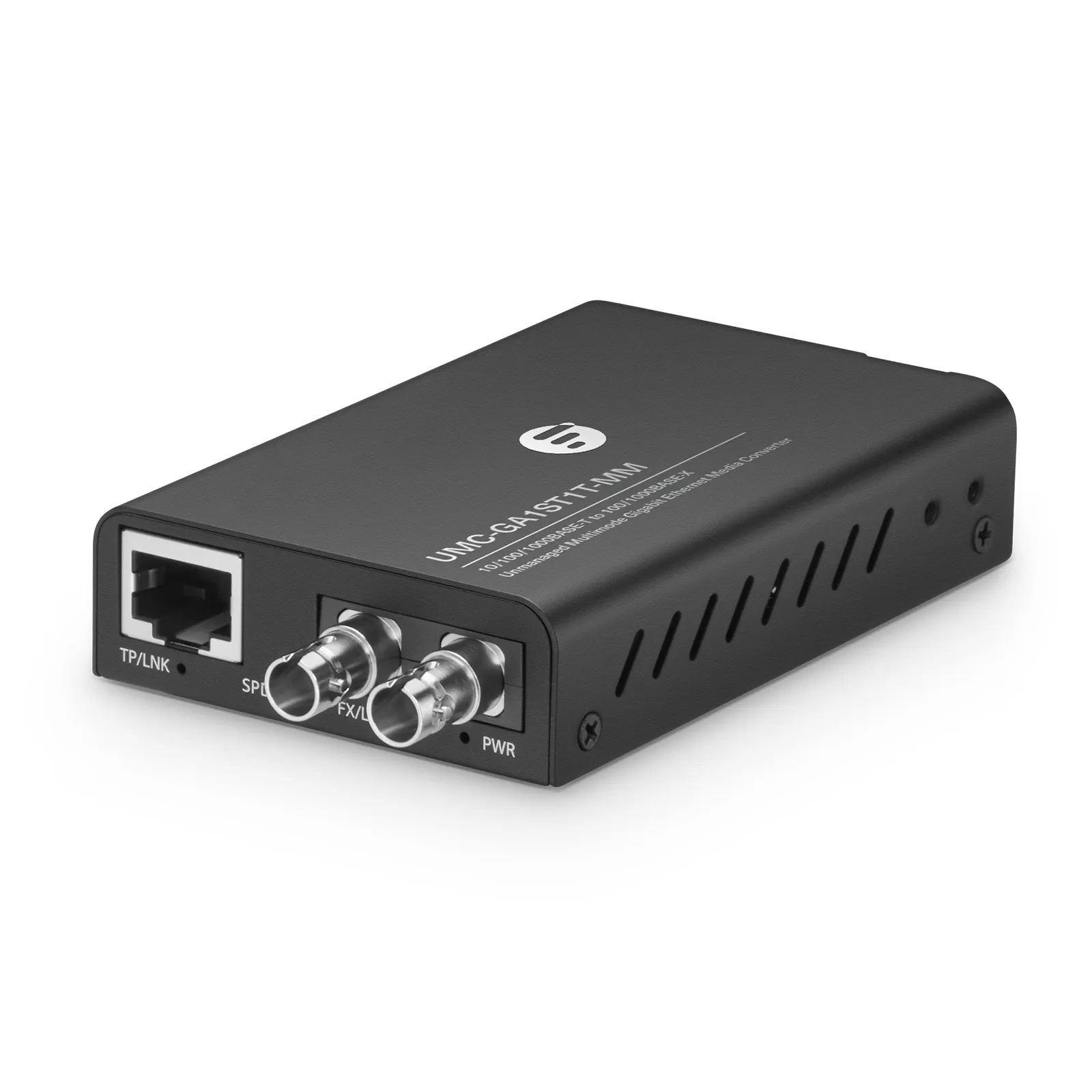 Mini Unmanaged 1x 10/100/1000Base-T RJ45 to 1x 100/1000Base-X Multimode ST 850nm 220/550m Gigabit Ethernet Media Converter, American Plug Standard