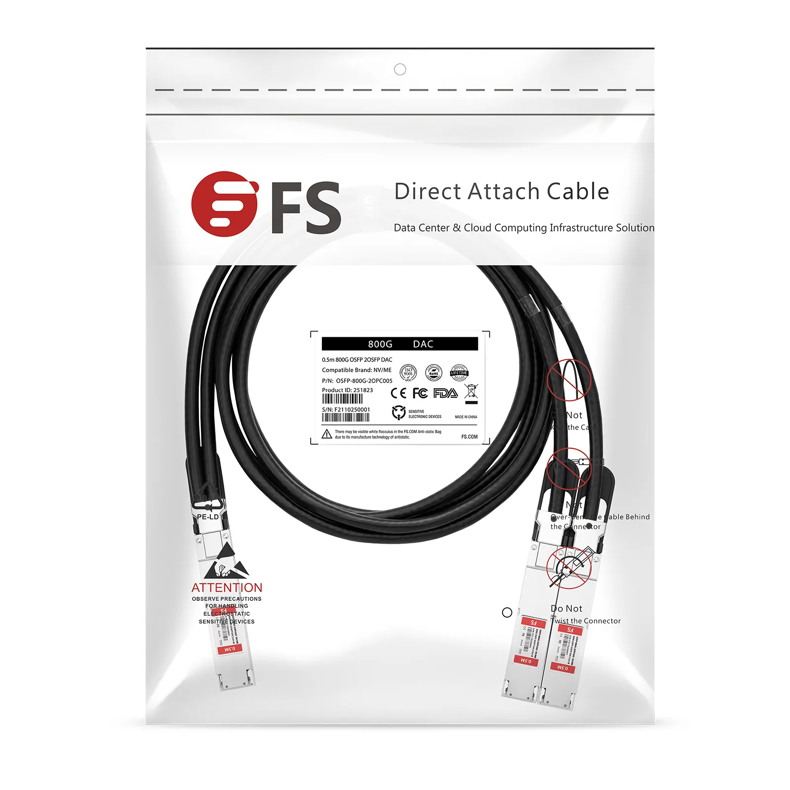 AOD-3 ② 3m (10ft) NVIDIA/Mellanox MCP7Y00-N003 Compatible 800G OSFP Finned