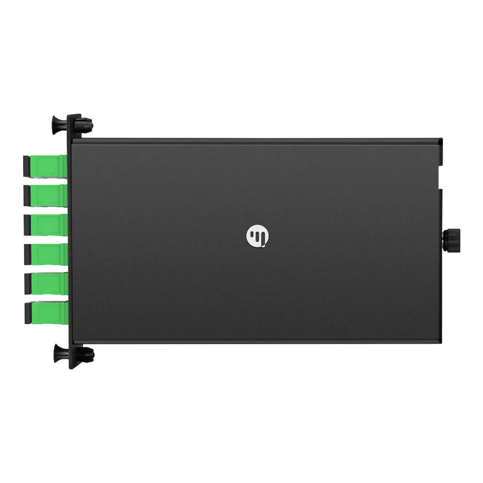 This picture is about FHD® SC Splice Cassette with Pigtails, 12 Fibers OS2 Single Mode, 6 x SC APC Duplex (Green), 0.3dB Max..