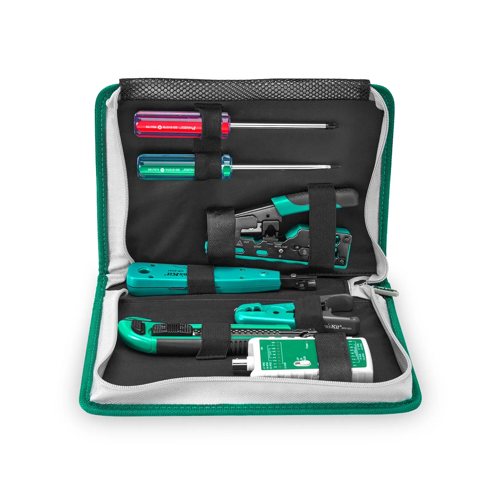 Pro'sKit® 7-in-1 Network Installation Tool Kit with Cable Tester