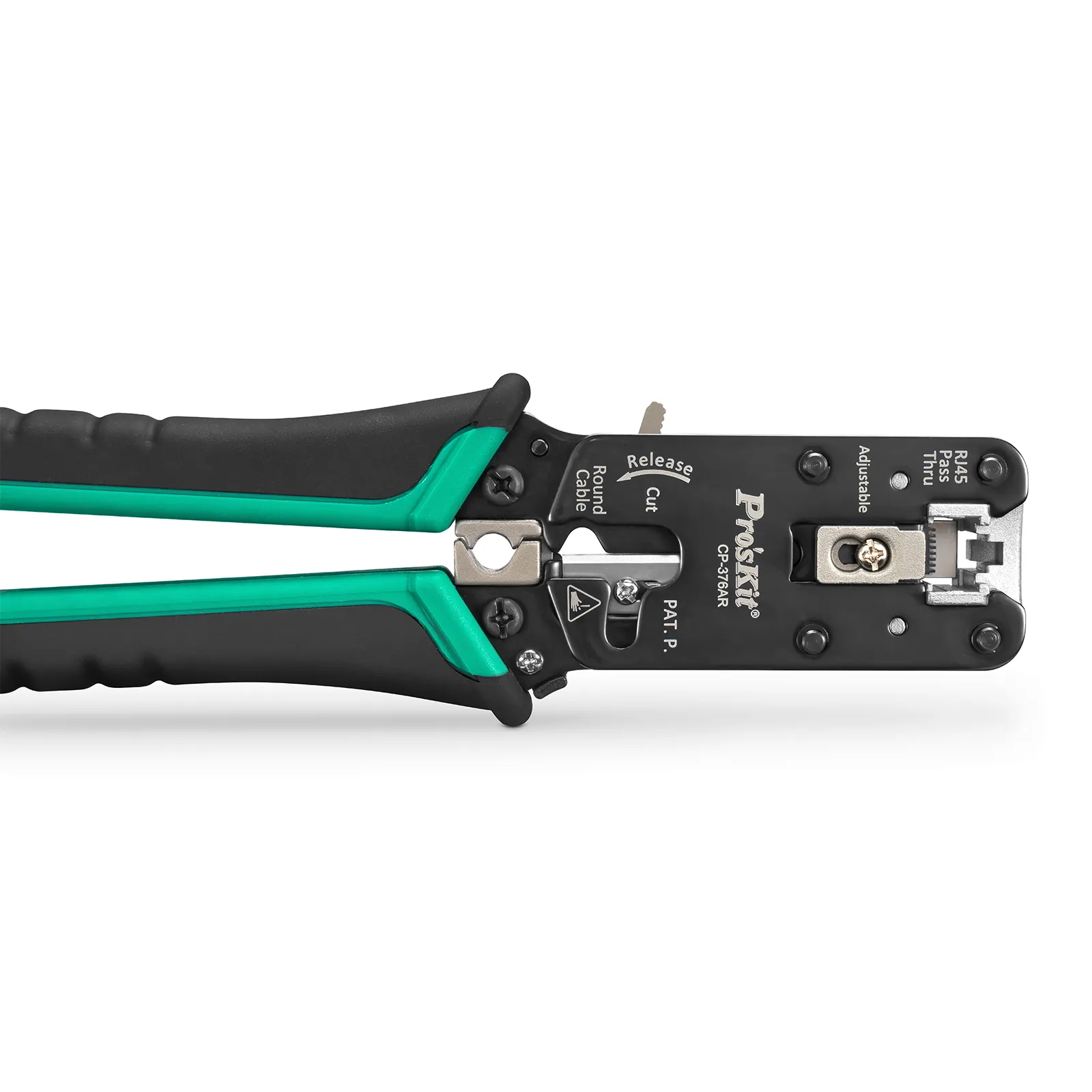 Cat5/6/7 RJ45 Pass-Through Professional Modular Crimper with Built-in Wire Cutter and Stripper