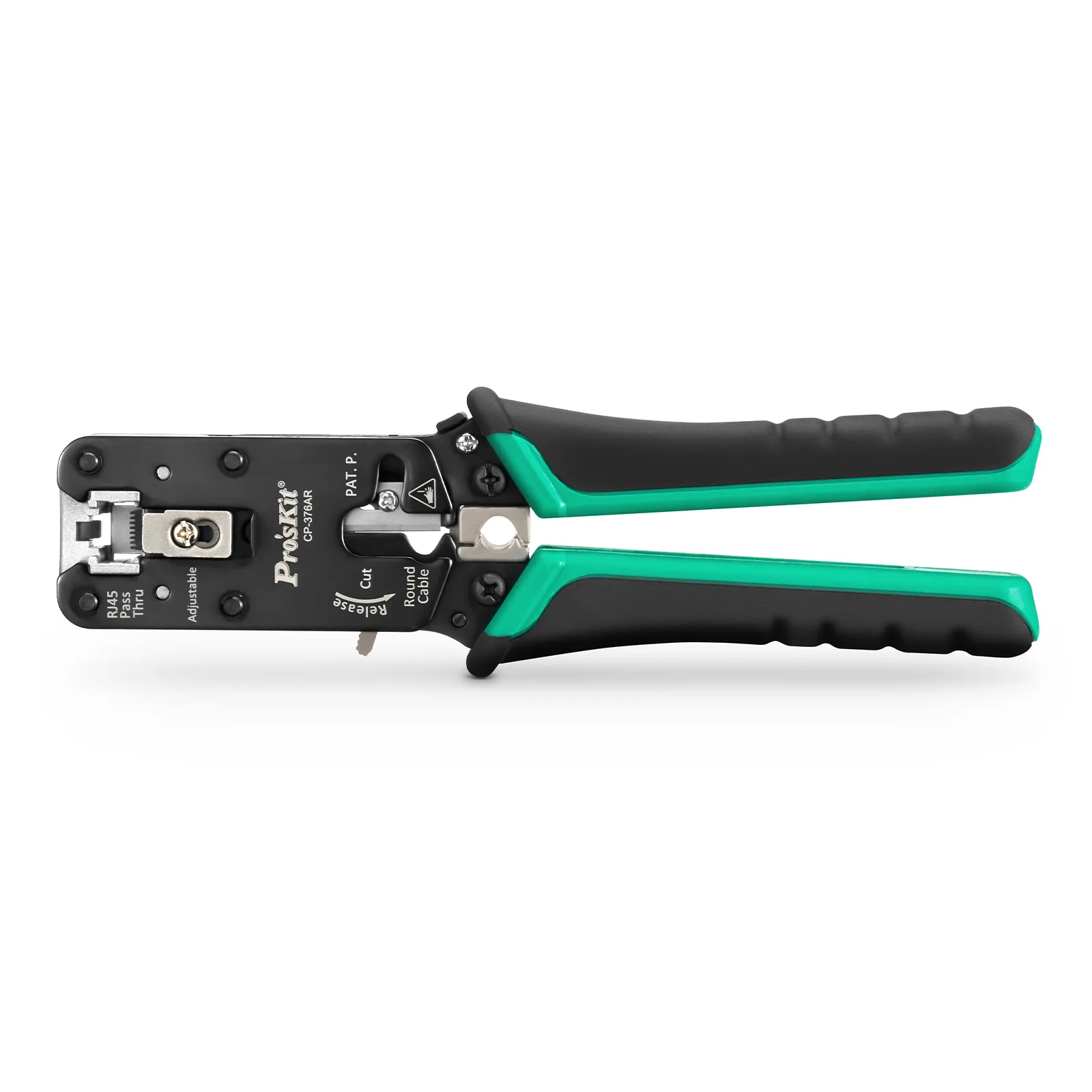 Cat5/6/7 RJ45 Pass-Through Professional Modular Crimper with Built-in Wire Cutter and Stripper