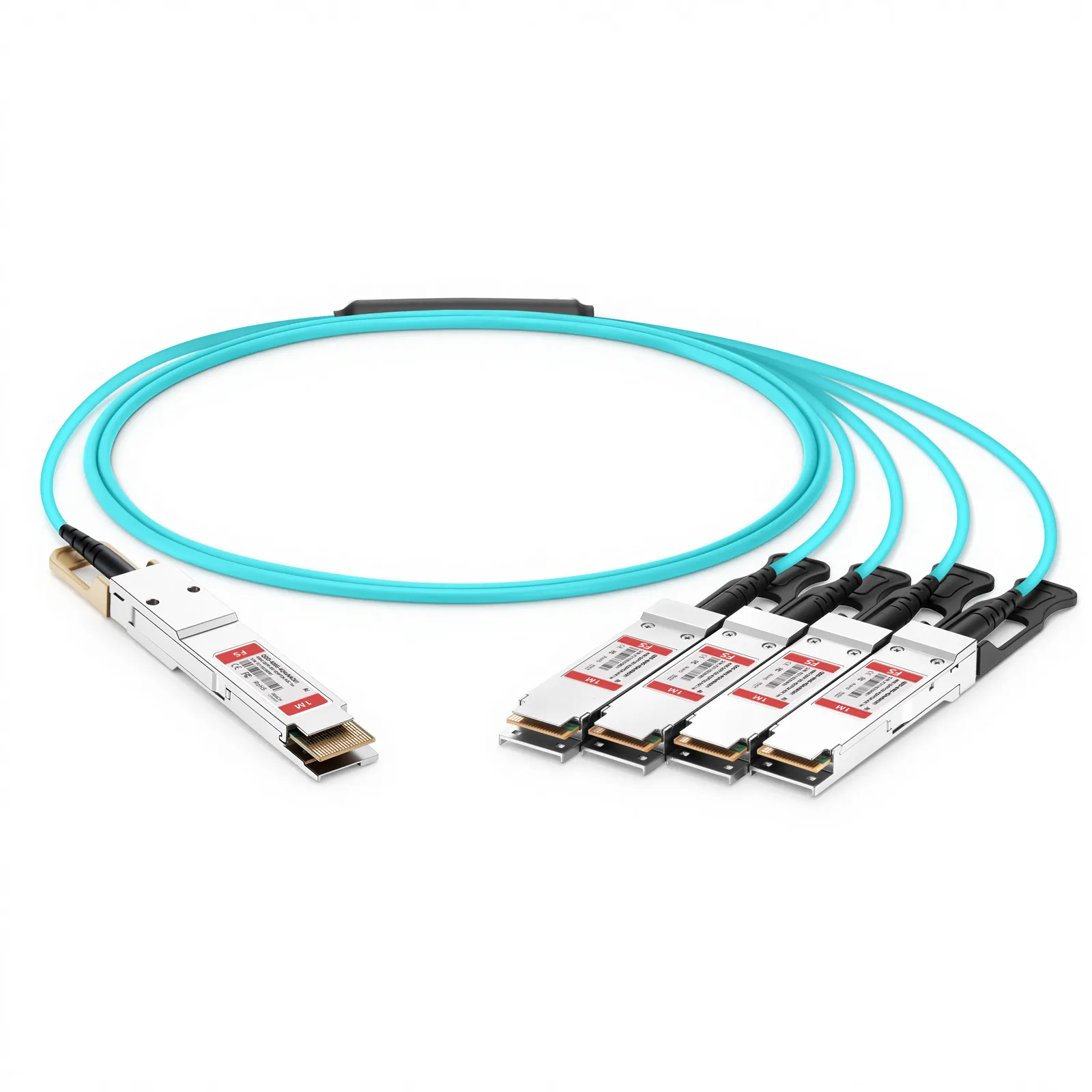 Customized 400G QSFP-DD to 4 x 100G QSFP28 Active Optical Breakout Cable