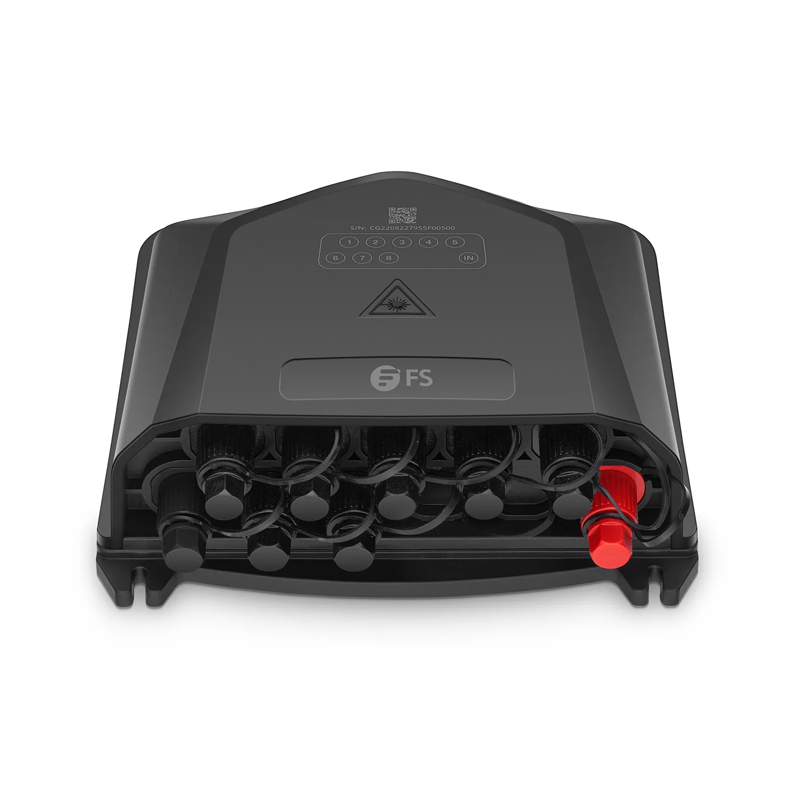 Fully Pre-Terminated End Box for Quick ODN, 9 Ports, 1:8 Splitter, Hardened SC, IL &le;10.8dB, RL &ge;55dB, Heat-Sealed, IP68, PP+GF, Indoor/Outdoor, Wall/Pole/Aerial