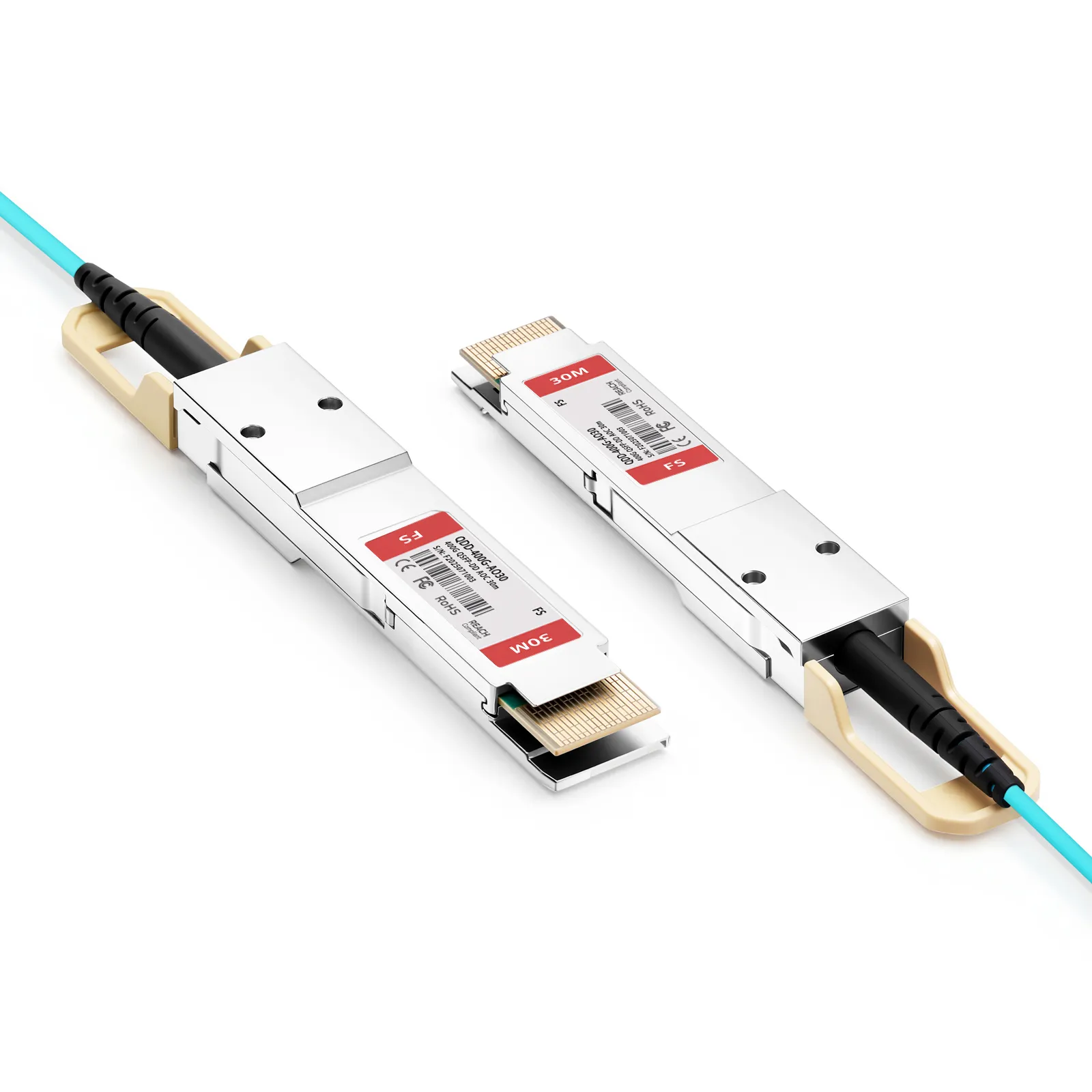 FSスイッチ対応、30m(98ft) 400G QSFP-DD 8 x 50G PAM4 アクティブ