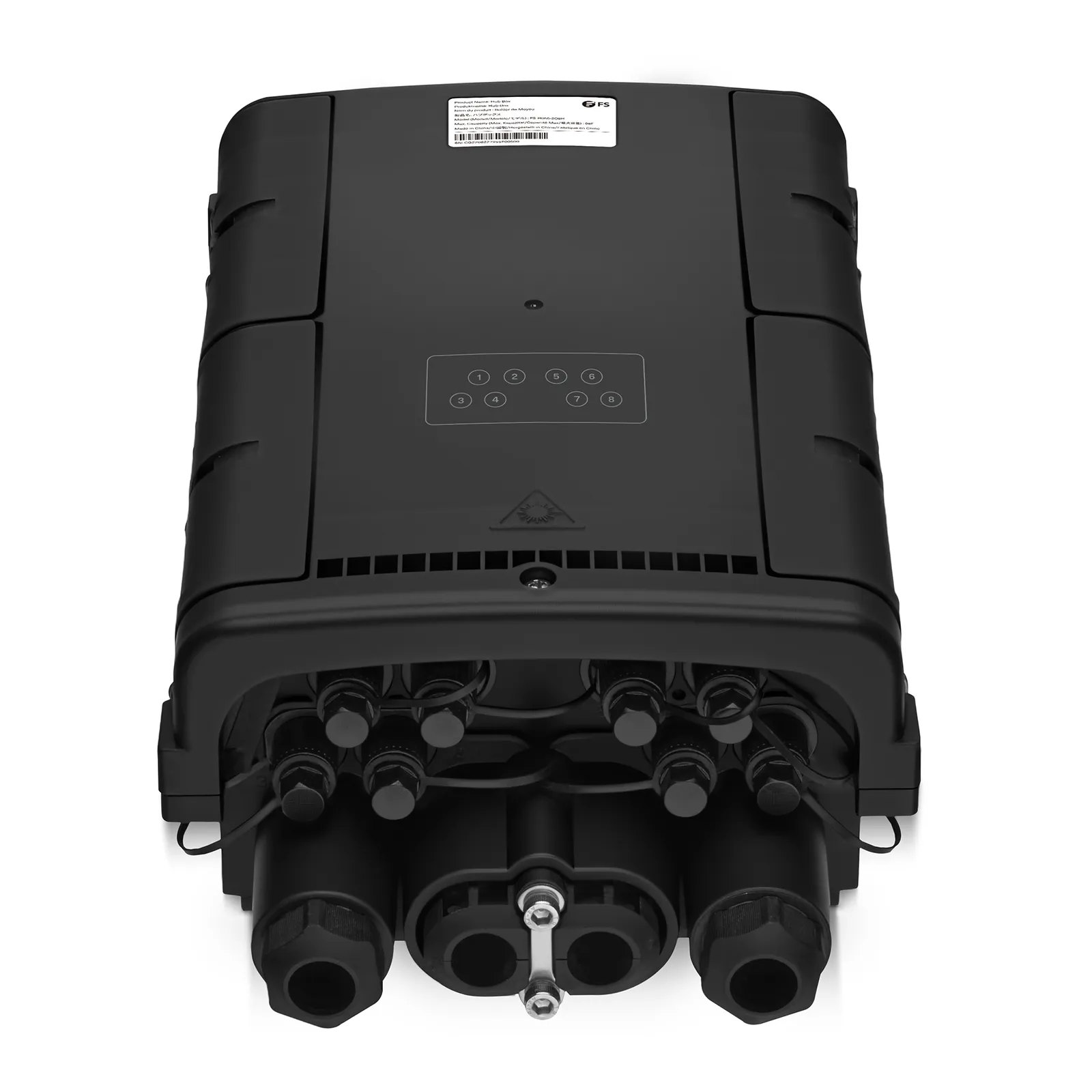 Fully Pre-Terminated Fiber Hub Box for Quick ODN, 1 Uncut + 2 Branch Ports, 8 SC/APC Hardened, Supports 1:2/1:4/1:8 Splitters, IP68, PP+GF, Indoor/Outdoor, Wall/Pole/Aerial
