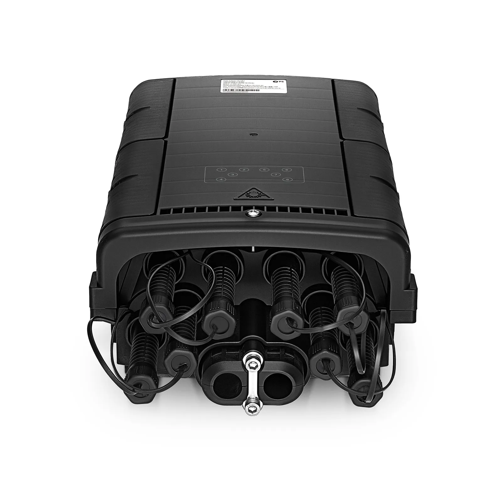 Universal Pre-Terminated Hub Box for Quick ODN, 1 Uncut Port, 8 SC/APC, Supports 1:2/1:4/1:8 Splitters, Mechanical Seal, PP+GF, IP65, Indoor/Outdoor, Wall/Pole/Aerial