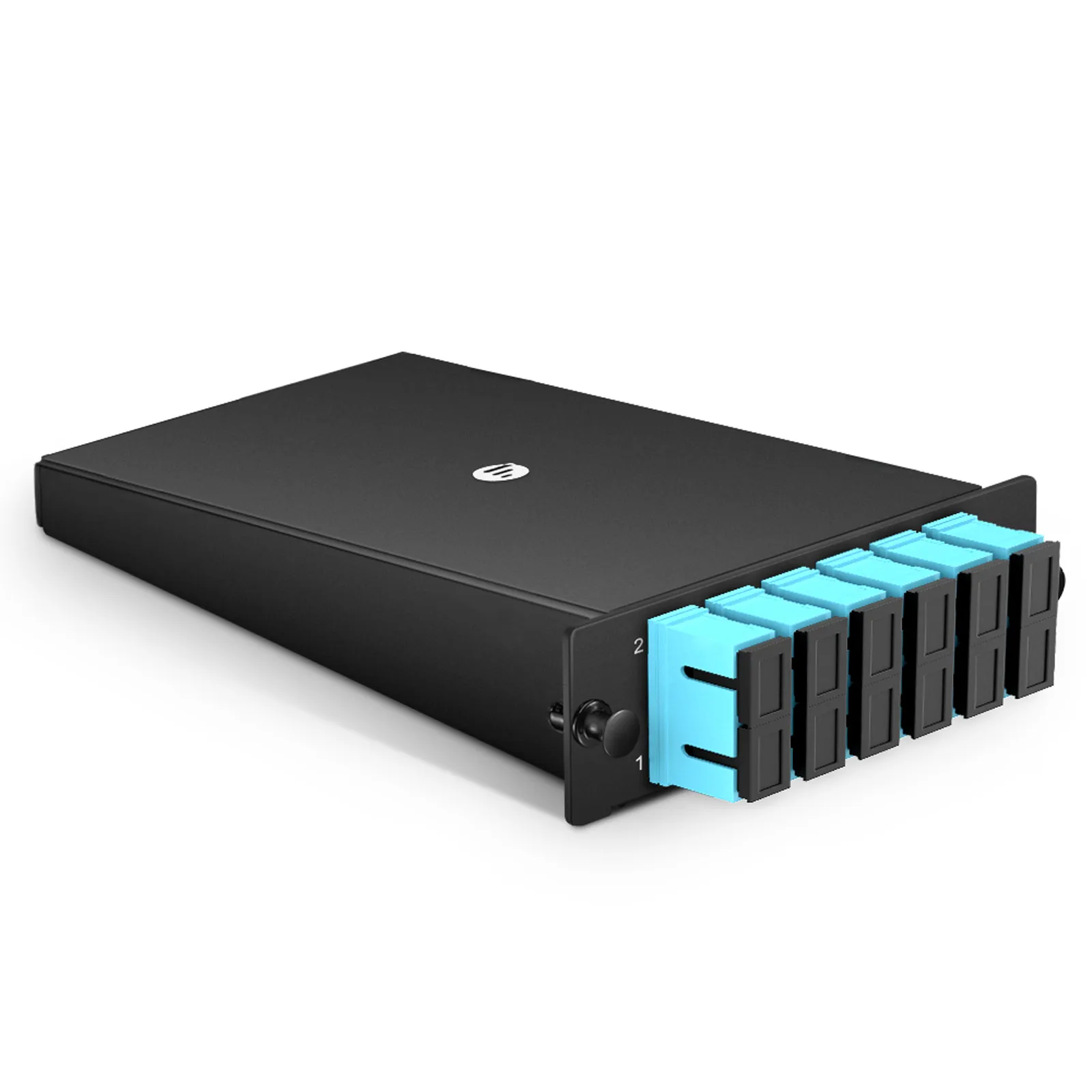FHD&reg; SC Splice Cassette with Pigtails, 12 Fibers OM4 Multimode, 6 x SC UPC Duplex (Aqua), 0.3dB Max.