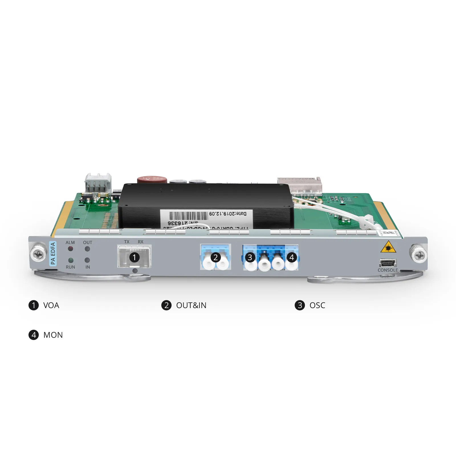 M6200-25PA, 20-30dB Gain C-band DWDM EDFA Pre-Amplifier for M6200 Managed Chassis, 16dBm Output