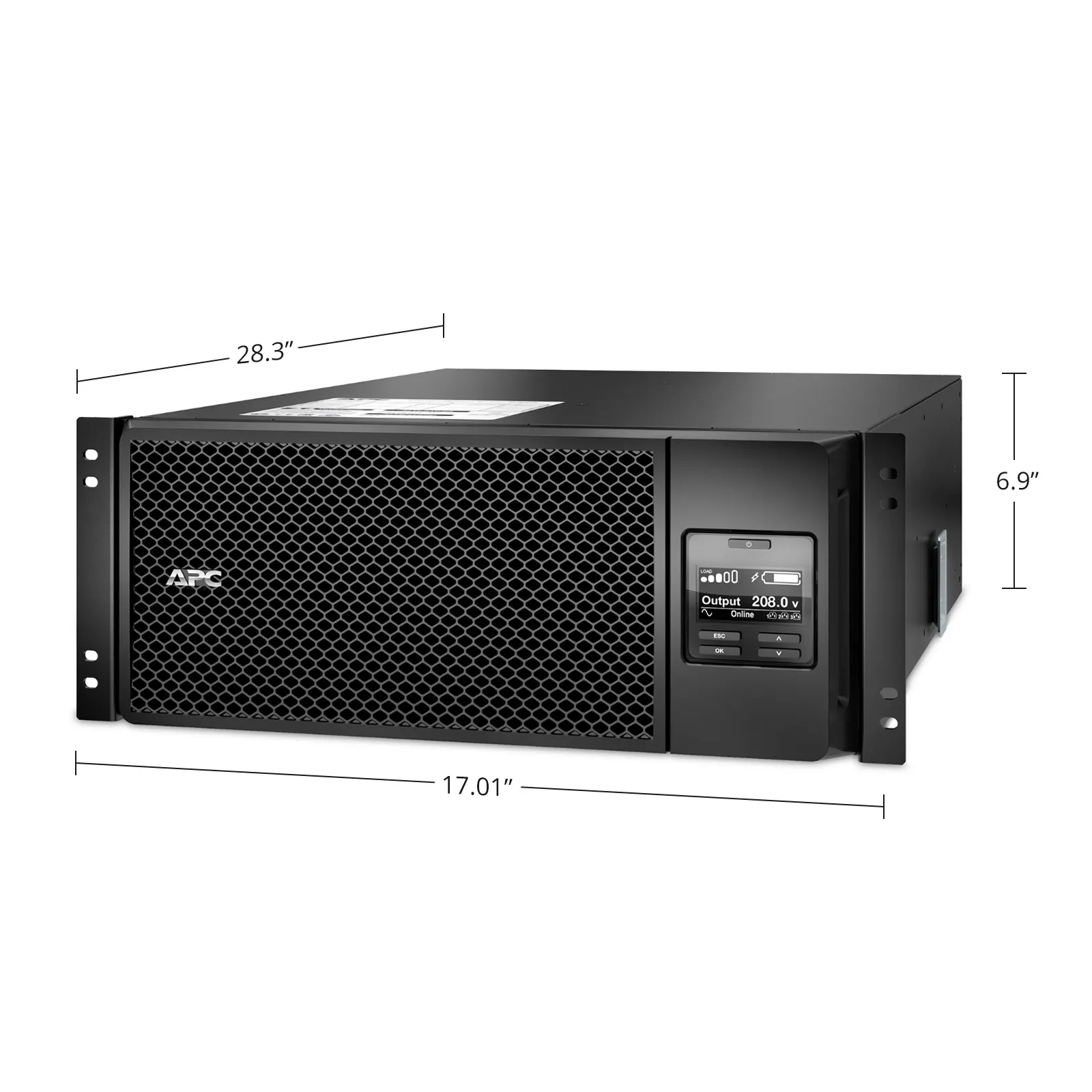 APC Smart-UPS On-line, 6kVA/6kW, 208V, 6 x C13 & 4 x C19 Outlets, Network Card & SmartSlot, 2 Replaceable Battery Modules, Rack 4U/Tower Convertible