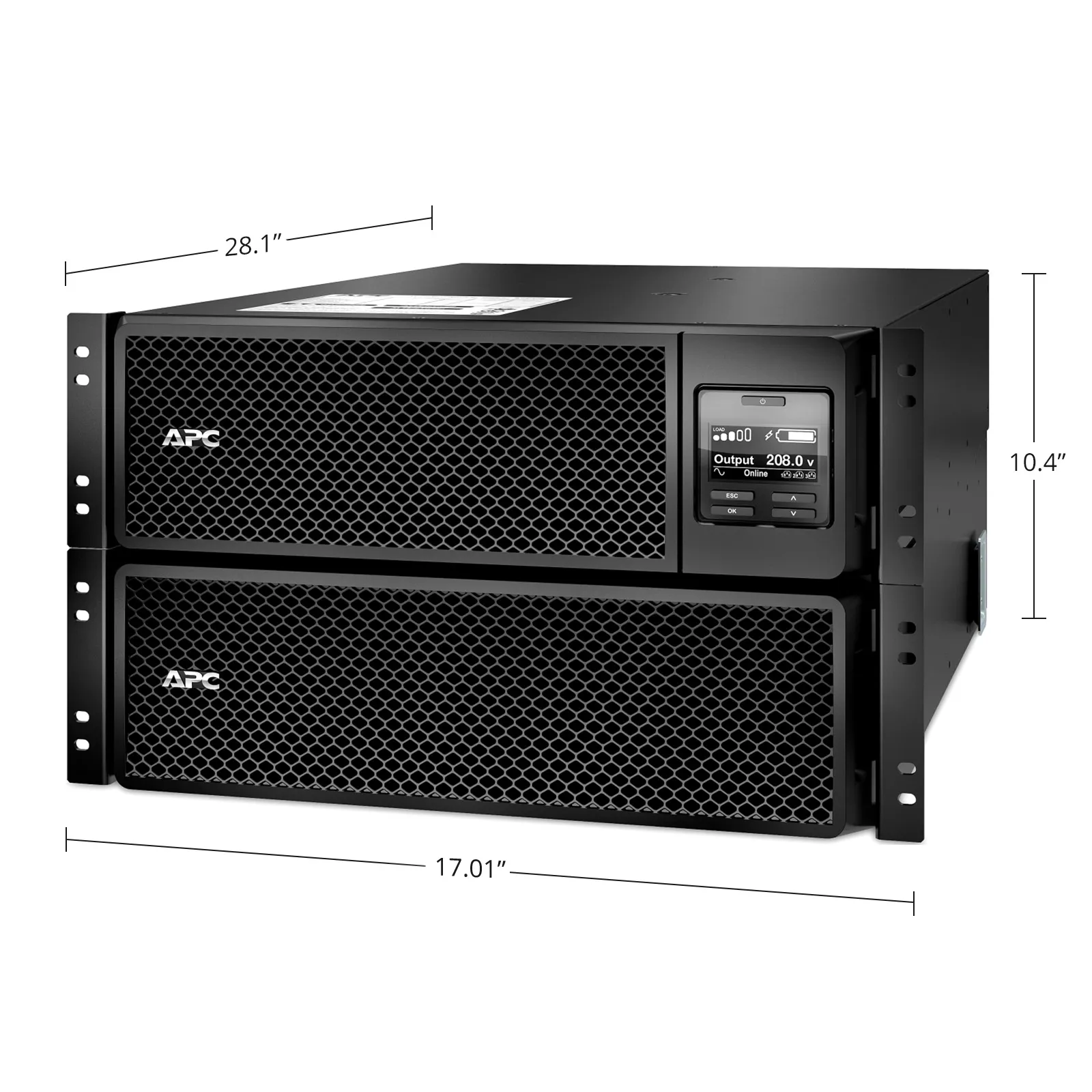 APC Smart-UPS On-line, 8kVA/8kW, 208V, 6 x C13 & 4 x C19 Outlets, Network Card & SmartSlot, 4 Replaceable Battery Modules, Rack 6U/Tower Convertible