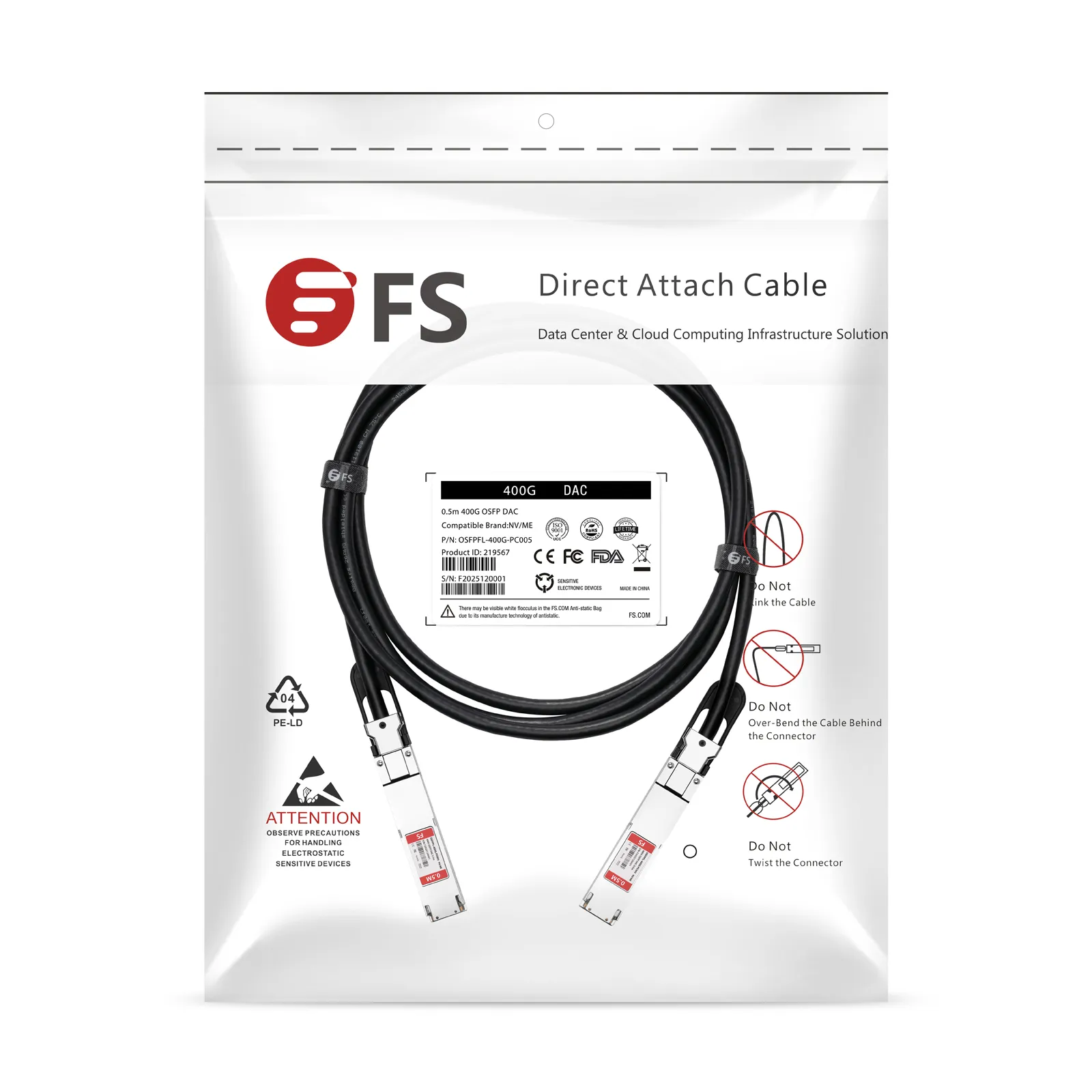 1m (3ft) NVIDIA/Mellanox MCP4Y10-NO01 Compatible 400G OSFP Flat