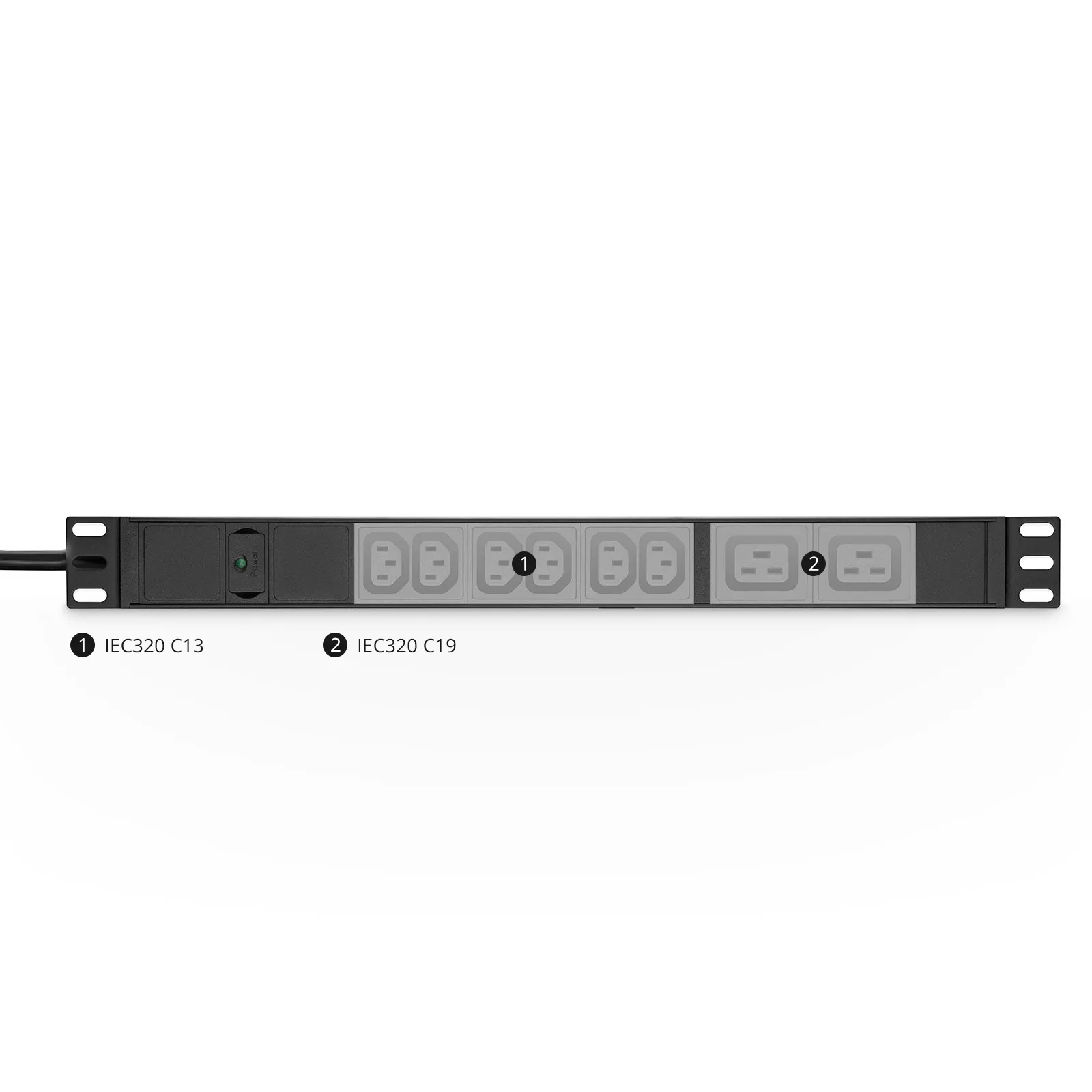 3.84kW Single-Phase 16A/230V Basic Rack PDU, 6 x C13 & 2 x C19 Outlets, IEC309 16A 2P + E Plug, 10ft Cord, 1U Rack-Mount